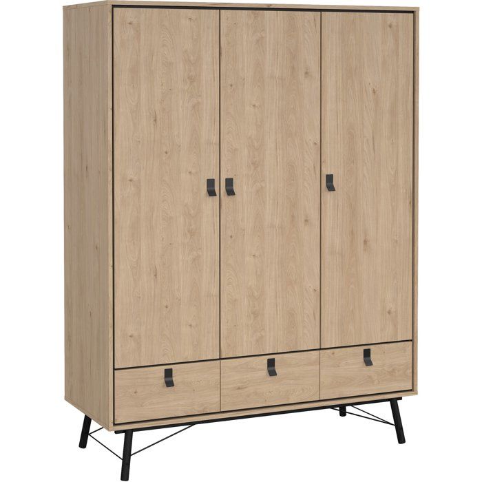 Armoire de chambre - RY - Chene Jackson Hickory - 3 portes - 3 tiroirs - 150,2 x 60,1 x 200,4 cm