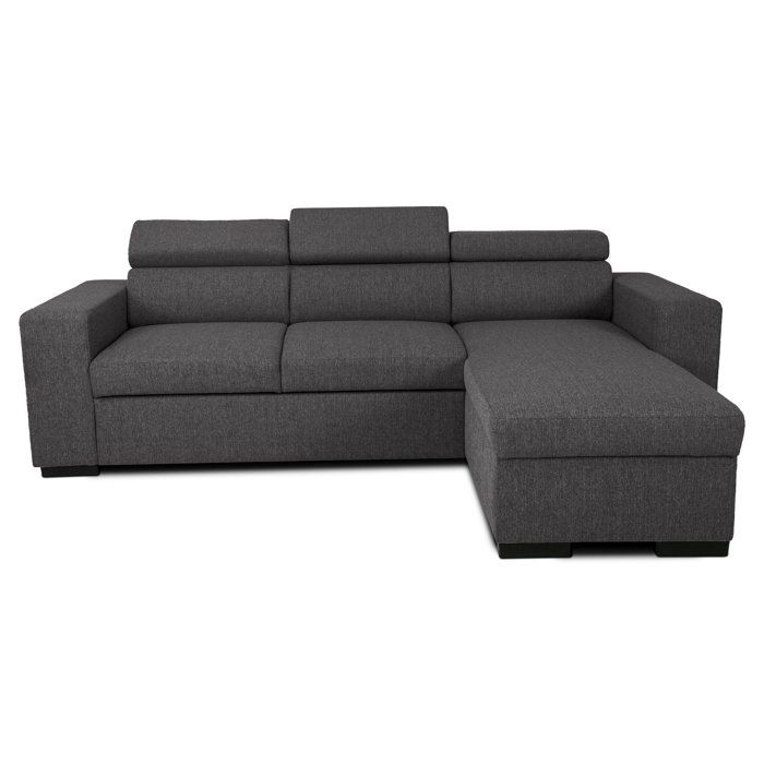 Canapé d'angle convertible réversible - 3/4 places - ACV REV COFFRE -tissu anthracite - L237xP167xH88- VICOMTE