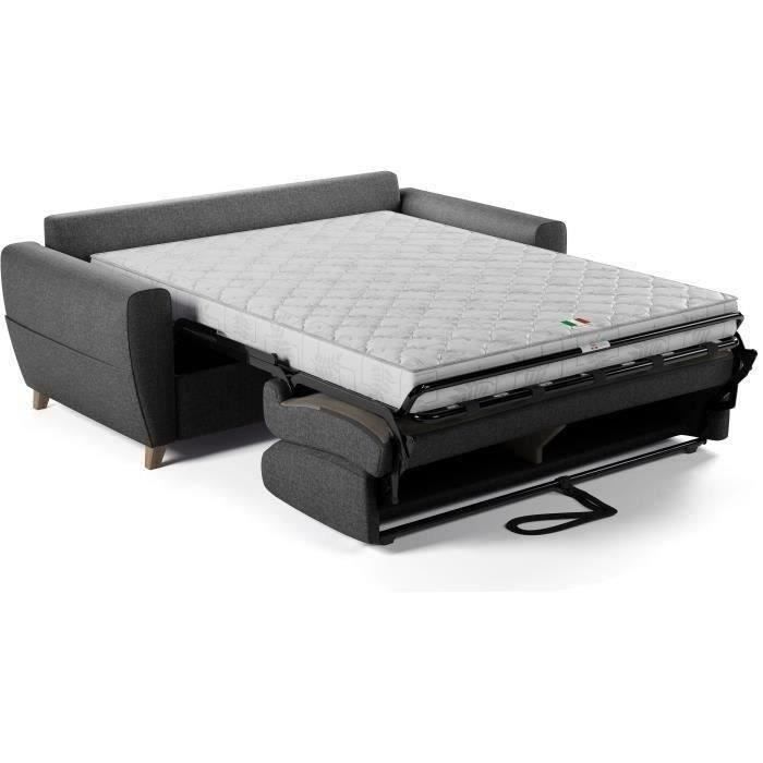 Canapé convertible express 3 places SKY - Tissu Anthracite - matelas 14cm