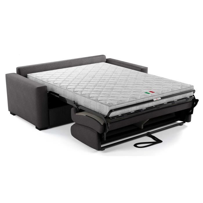 Canapé convertible express - MARIUS - Tissu Anthracite - matelas 14cm