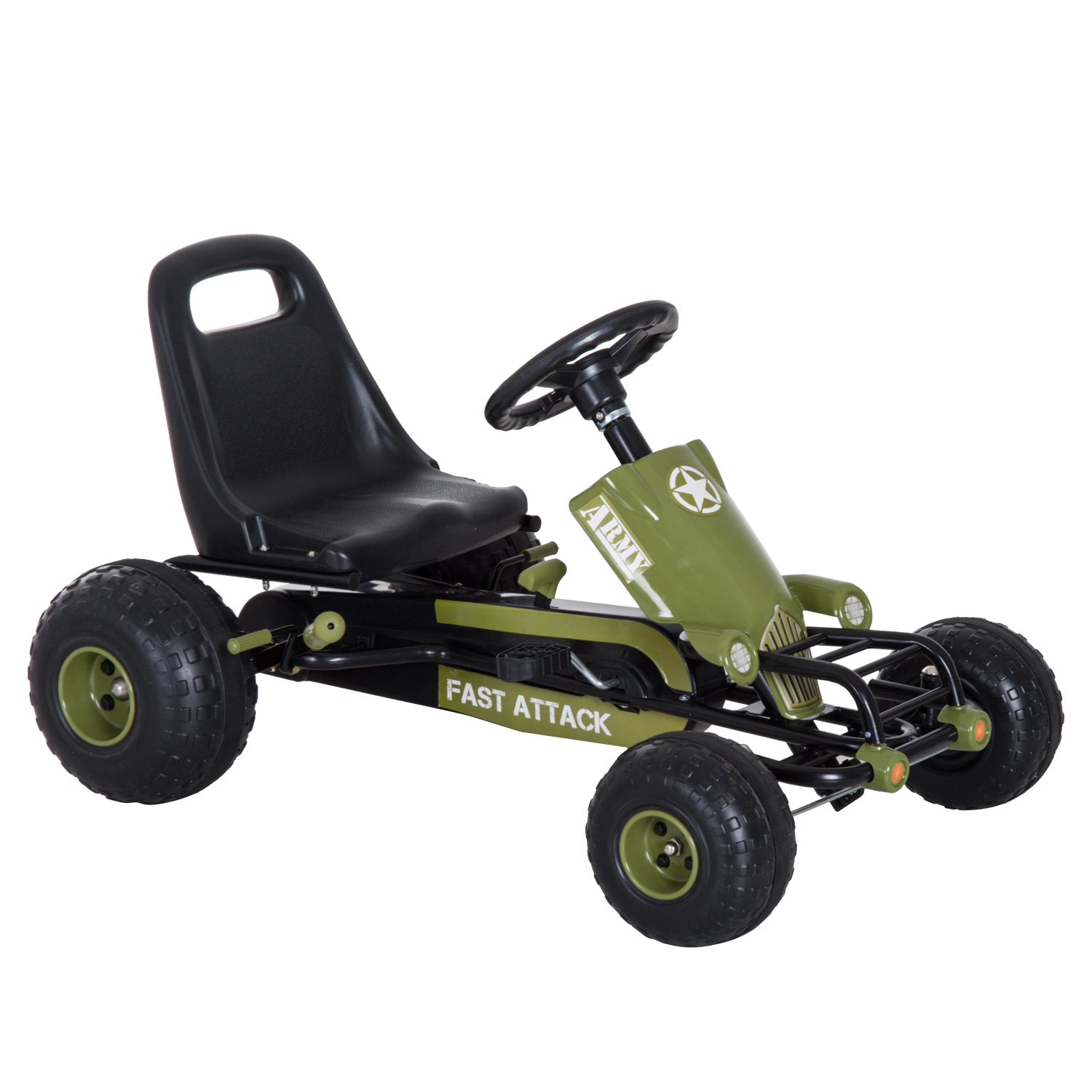 HOMCOM Go Kart Coche de Pedales Racing Deportivo con Asiento Ajustable Embrague y Freno para Niños 3-6 Años Carga 35kg 99x65x56cm | Aosom España