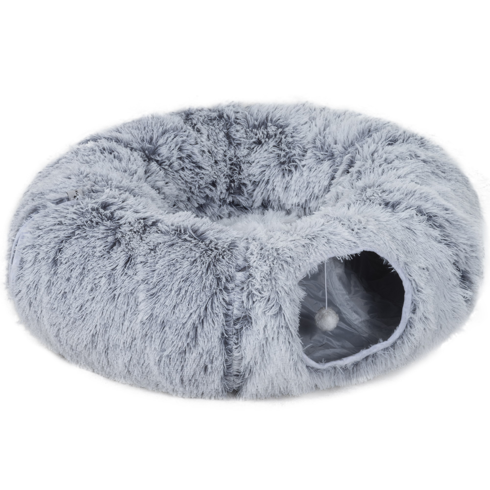 Cat Tunnel, Plush Fabric, Cushion, Foldable, Metal Frame, Cat Cave, Light Gray