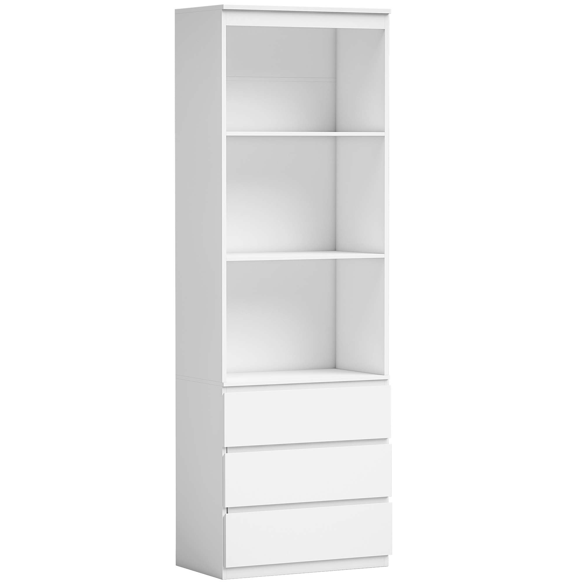 Homcom White 180Cm Tall Bookcase, With Shelves And Drawers - | Aosom Uk