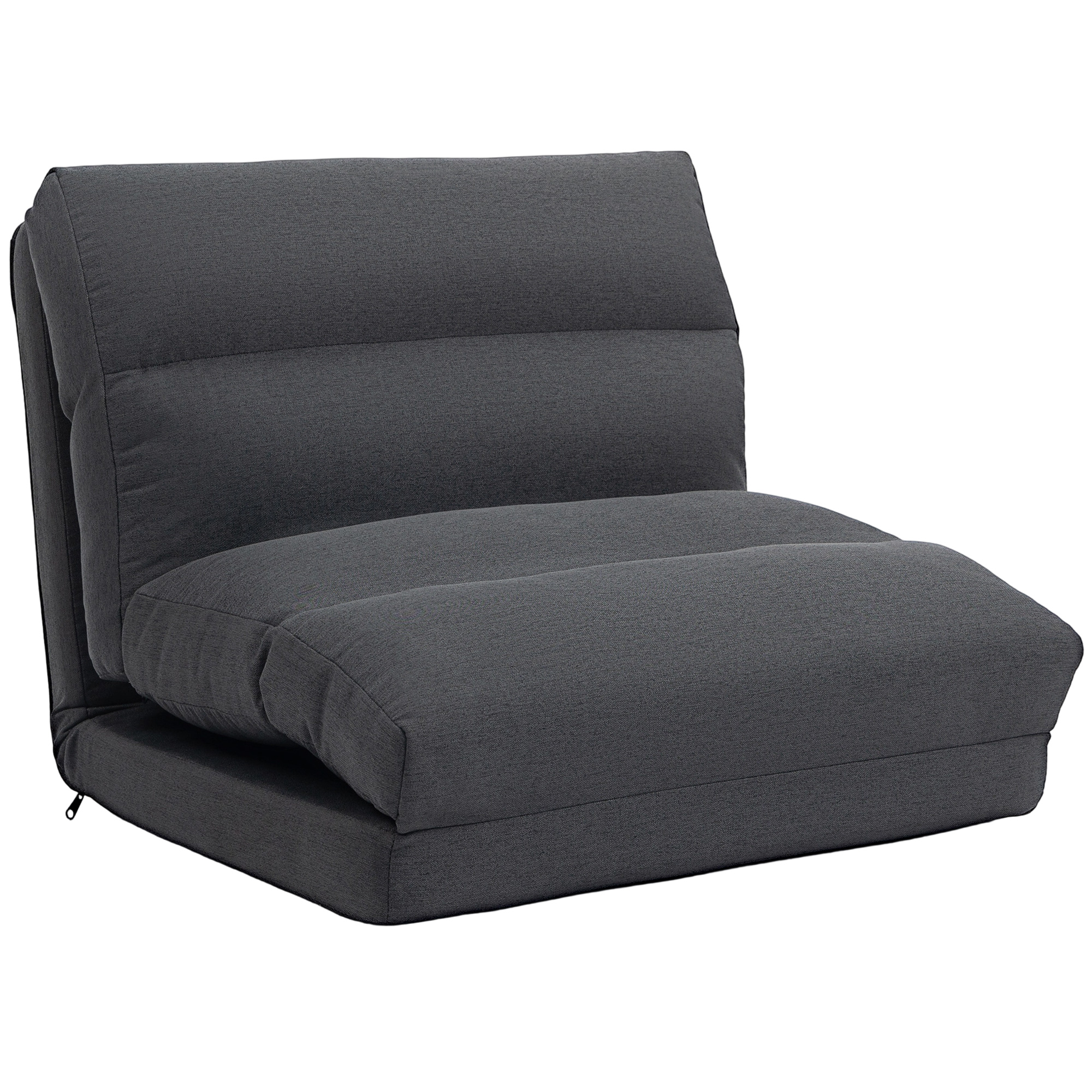 HOMCOM 3 in 1 Schlafsessel klappbar Schlafsofa mit Bettfunktion Leinenoptik, umwandelbar Gästebett Gepolstert Klappsessel Klappmatratze Bodensessel für Wohnzimmer Schlafzimmer Dunkelgrau Aosom
