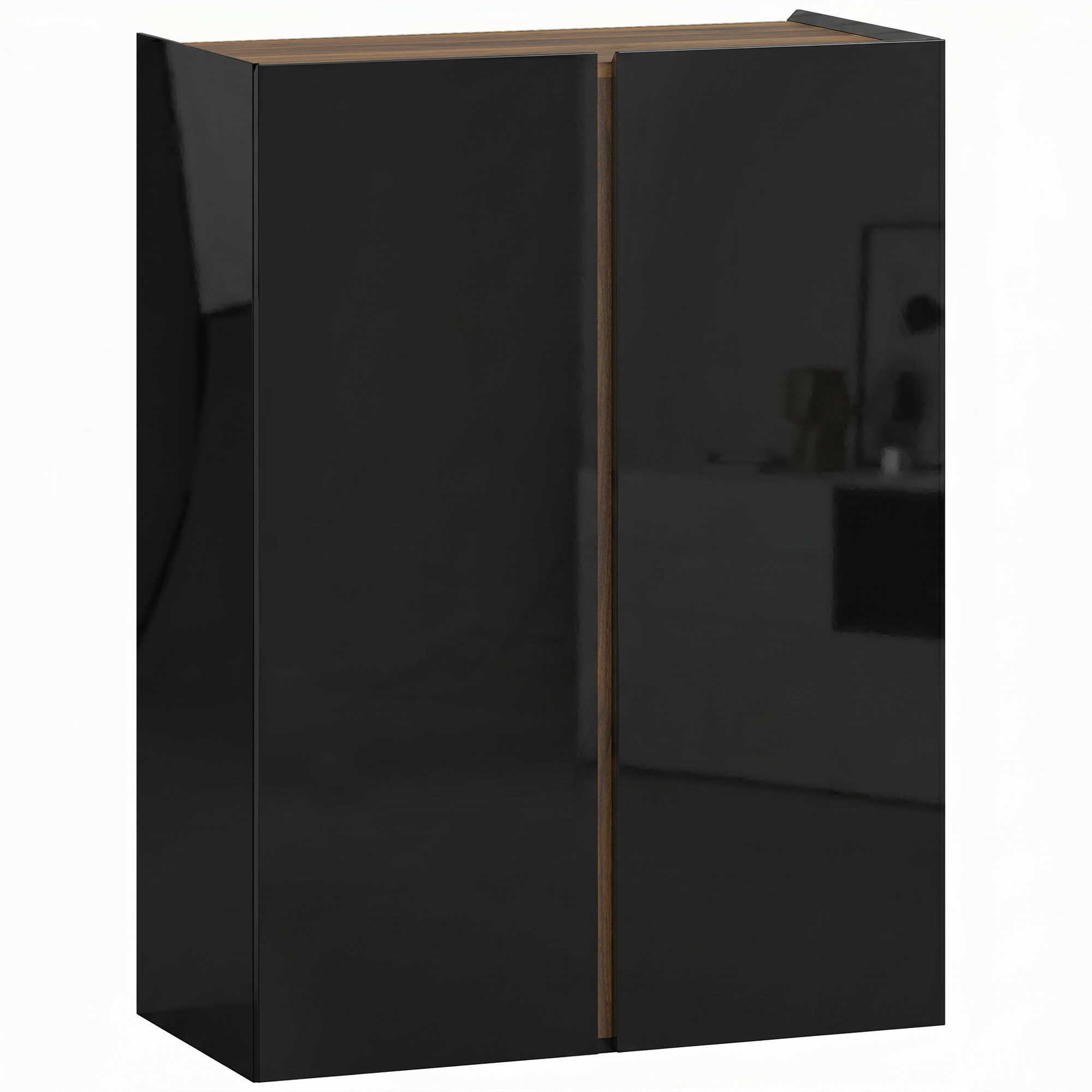 Schuhschrank mit leiser Sicherheitsöffnung, 6 Ebenen, grifflose Design, Hochglanz Schwarz