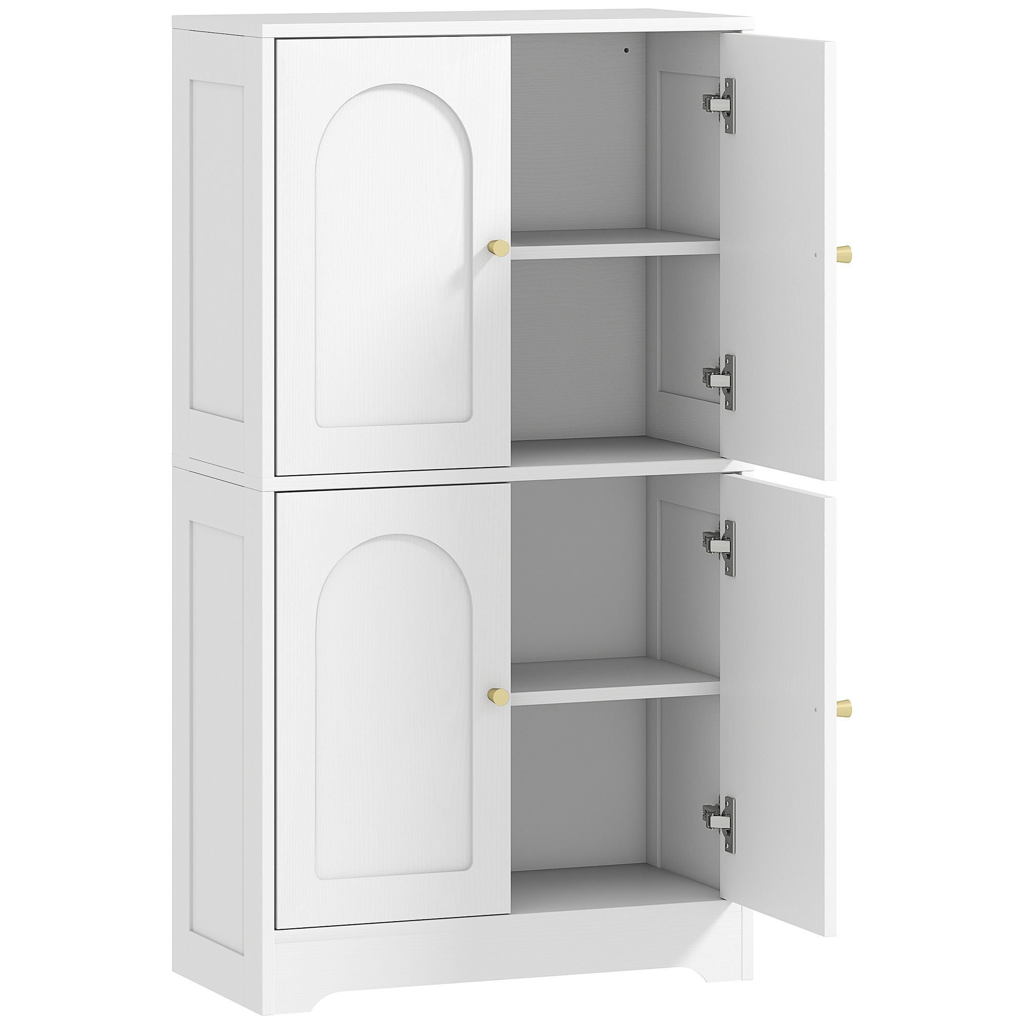 HOMCOM Bufet bucătărie, mobilier de bucătărie depozitare cu 4 uși curbate și 2 rafturi reglabile, 60 x 30 x 110 cm, alb | Aosom Romania