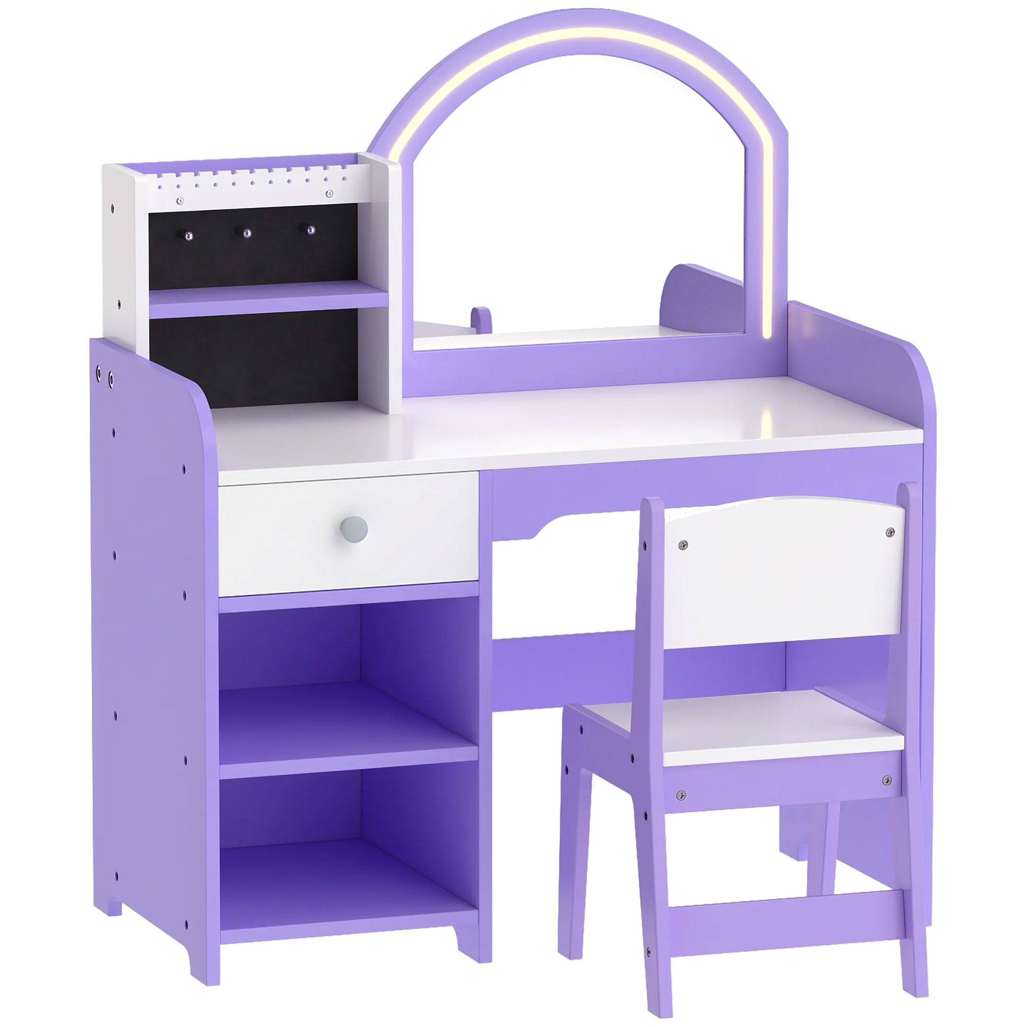 AIYAPLAY Coiffeuse pour Enfants avec Tabouret et Miroir en Acrylique à Éclairage Bicolore Coiffeuse Bureau Fille 3-8 Ans Violet AIYAPLAY Coiffeuse pour Enfants avec Tabouret et Miroir en Acrylique à Éclairage Bicolore Coiffeuse Bureau Fille 3-8 Ans Violet