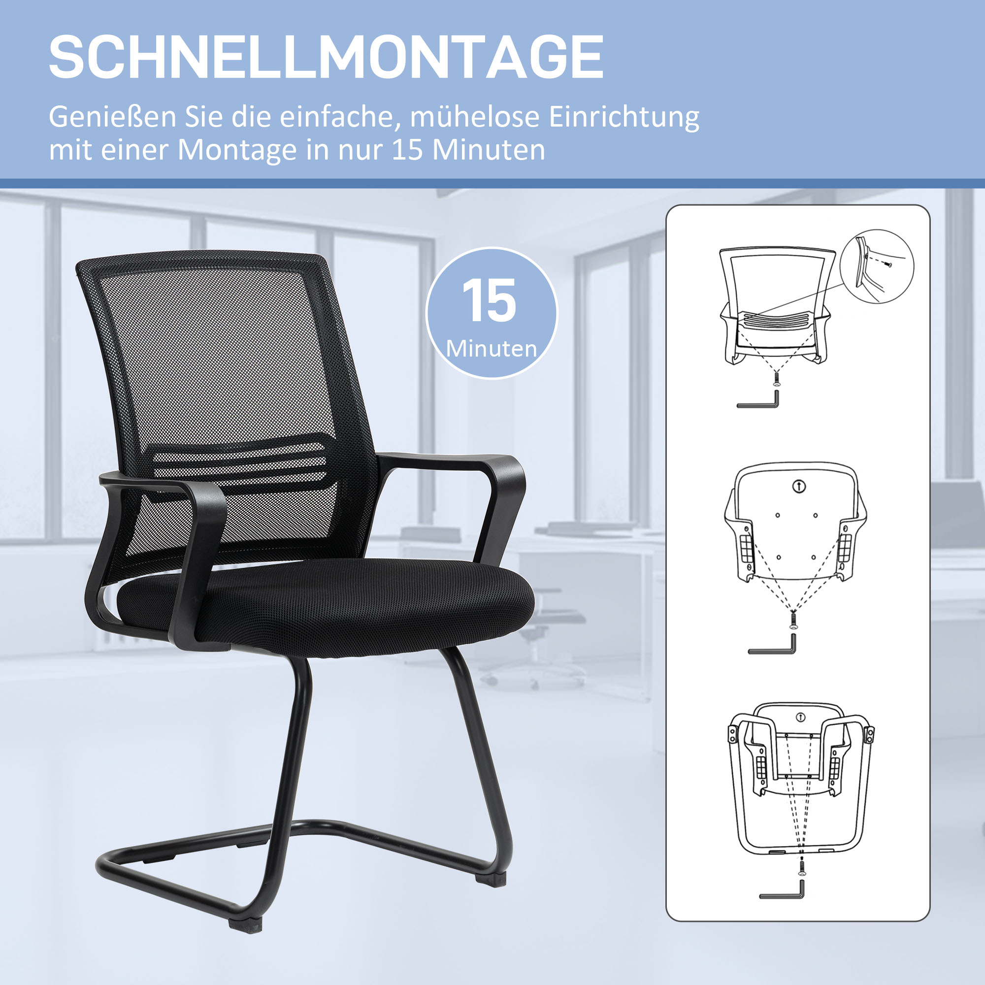 Ergonoomiline tool, võrkkangas, poroloon, metalljalad, kelgujalg, must