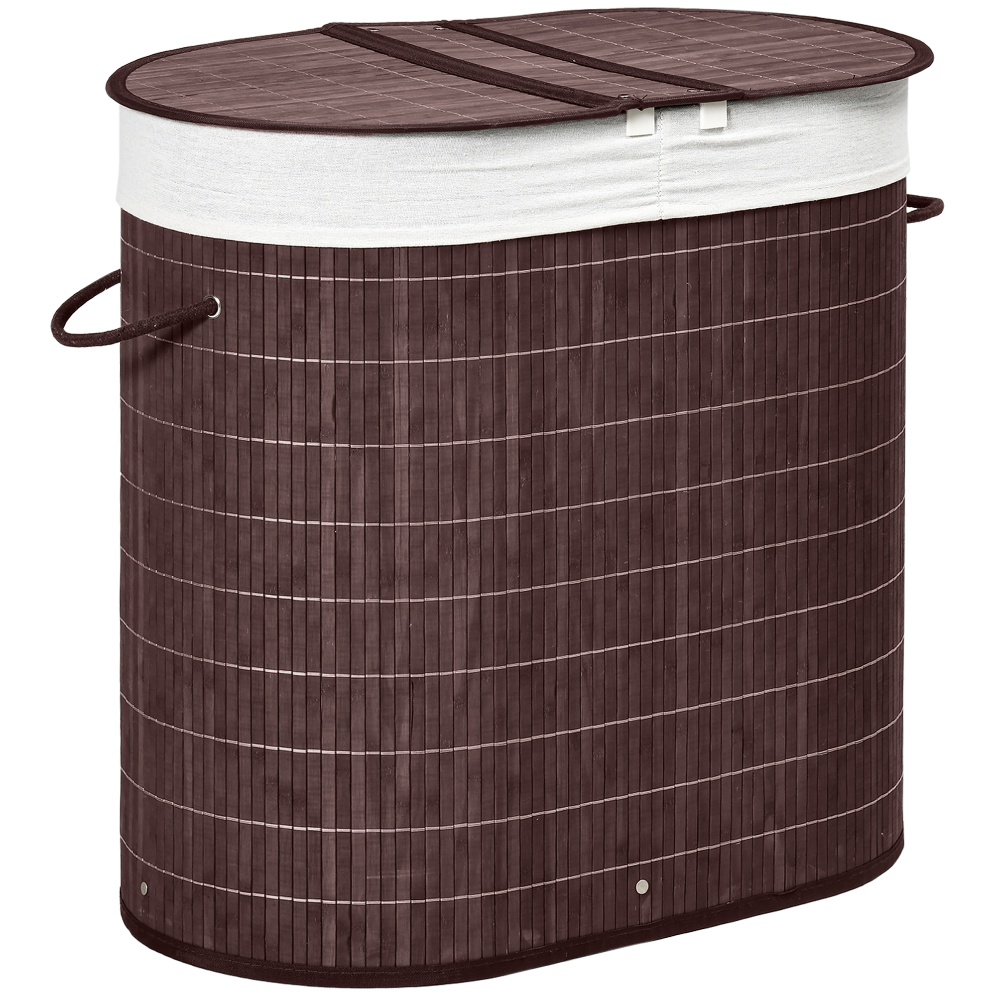 Wäschekorb Wäschesammler, 100L Fassungsvermögen, abnehmbarer Deckel, 38 cm x 38 cm x 57 cm, Braun