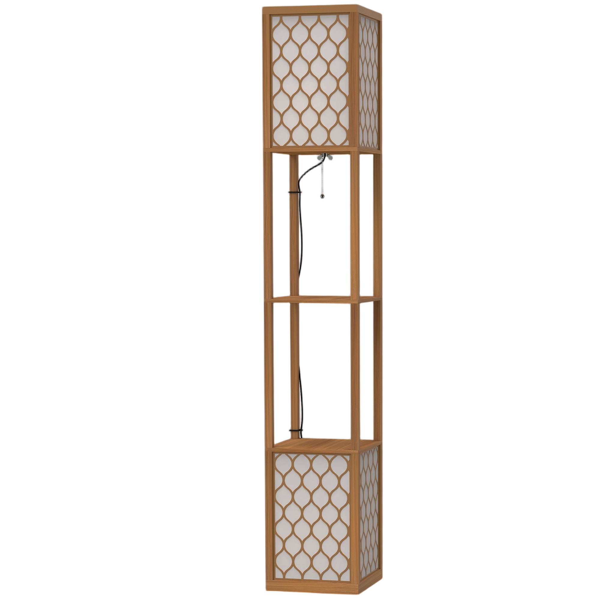 HOMCOM Duo Light Floor Shelves – Natural Wood Finish HOMCOM Duo Light Floor Shelves – Natural Wood Finish