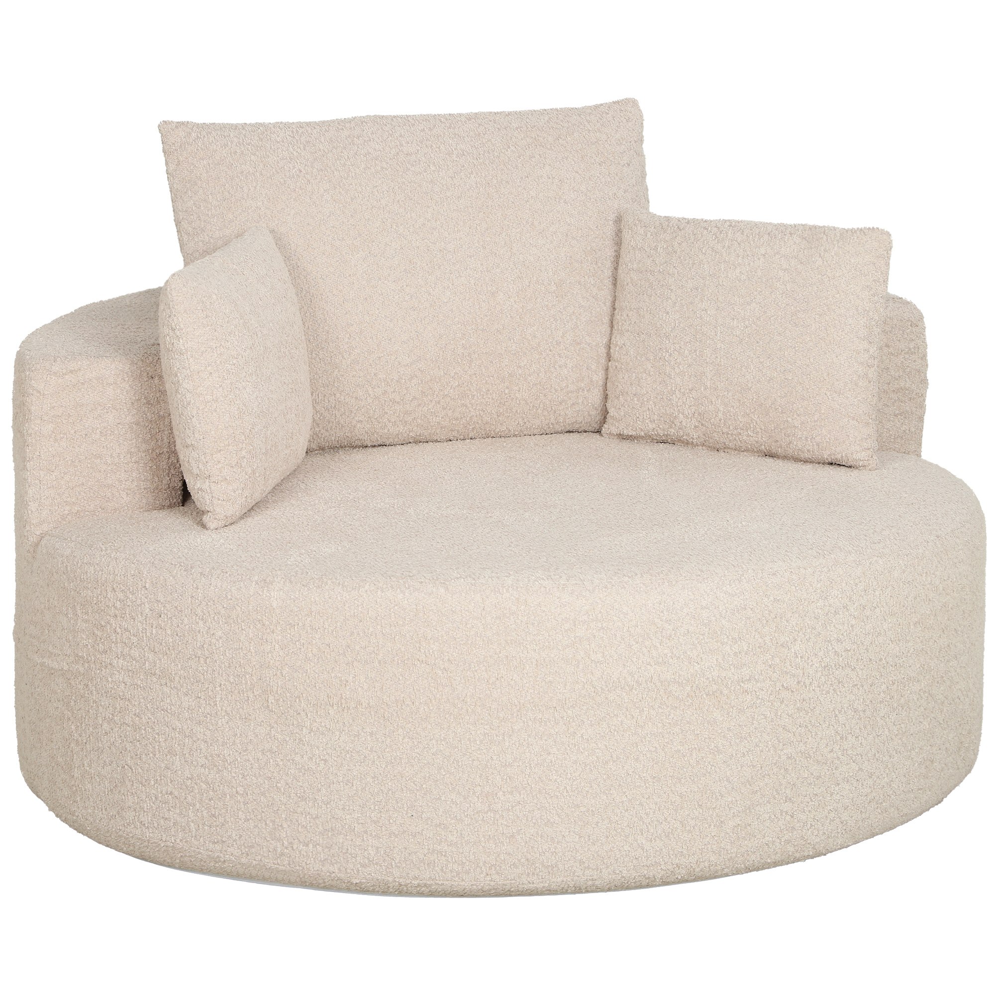 HOMCOM Pouf Canapé Rond en Chenille, Grande Assise, 2 Coussins, 1 Dossier, 1 Traversin, Charge 250kg, 130x130x82cm, Crème HOMCOM Pouf Canapé Rond en Chenille, Grande Assise, 2 Coussins, 1 Dossier, 1 Traversin, Charge 250kg, 130x130x82cm, Crème