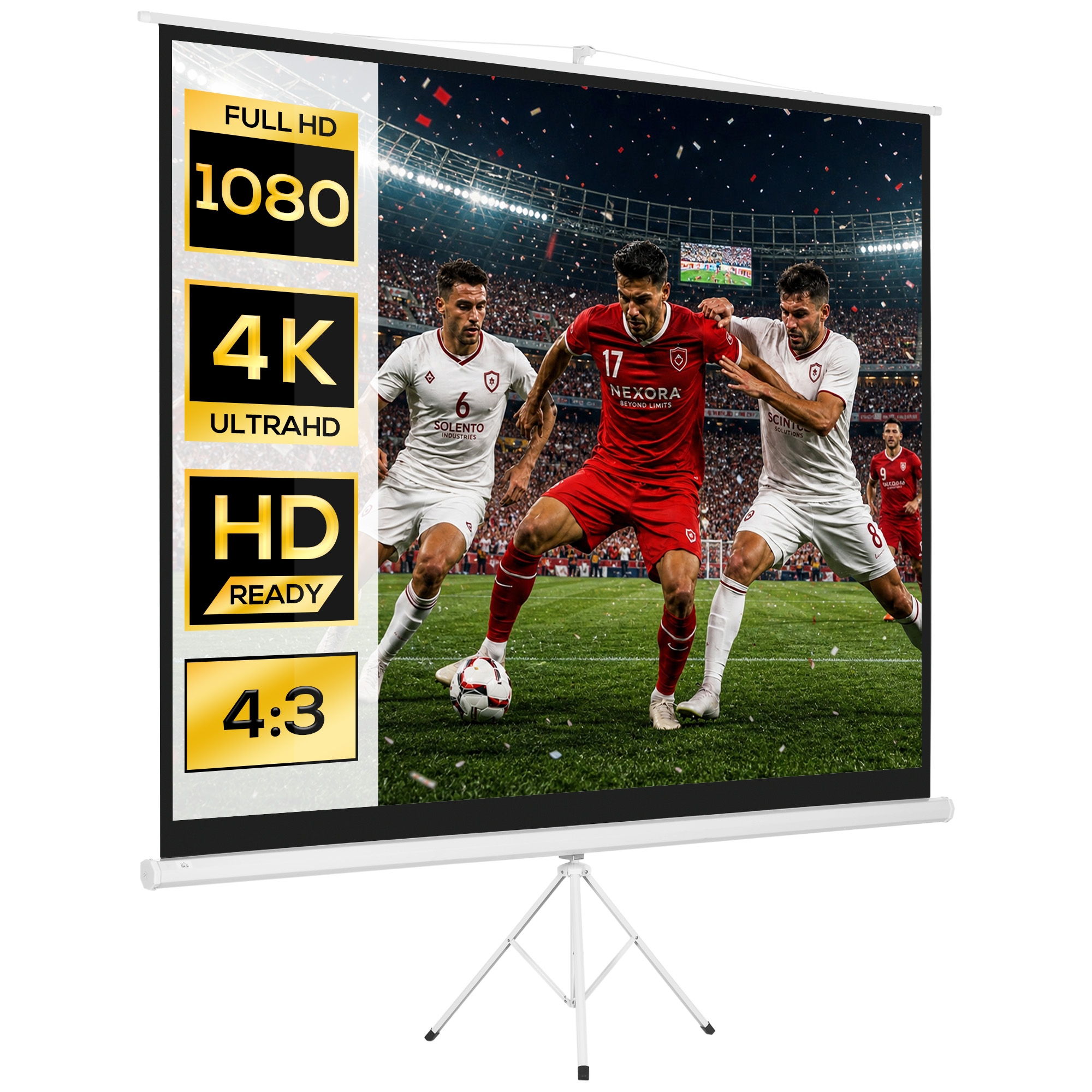 HOMCOM Ecran Proiector de 120" Format 4:3 din Tesatura Tip Plasa, Plastic si Metal cu Trepied, 244x183 cm, Alb | Aosom Romania