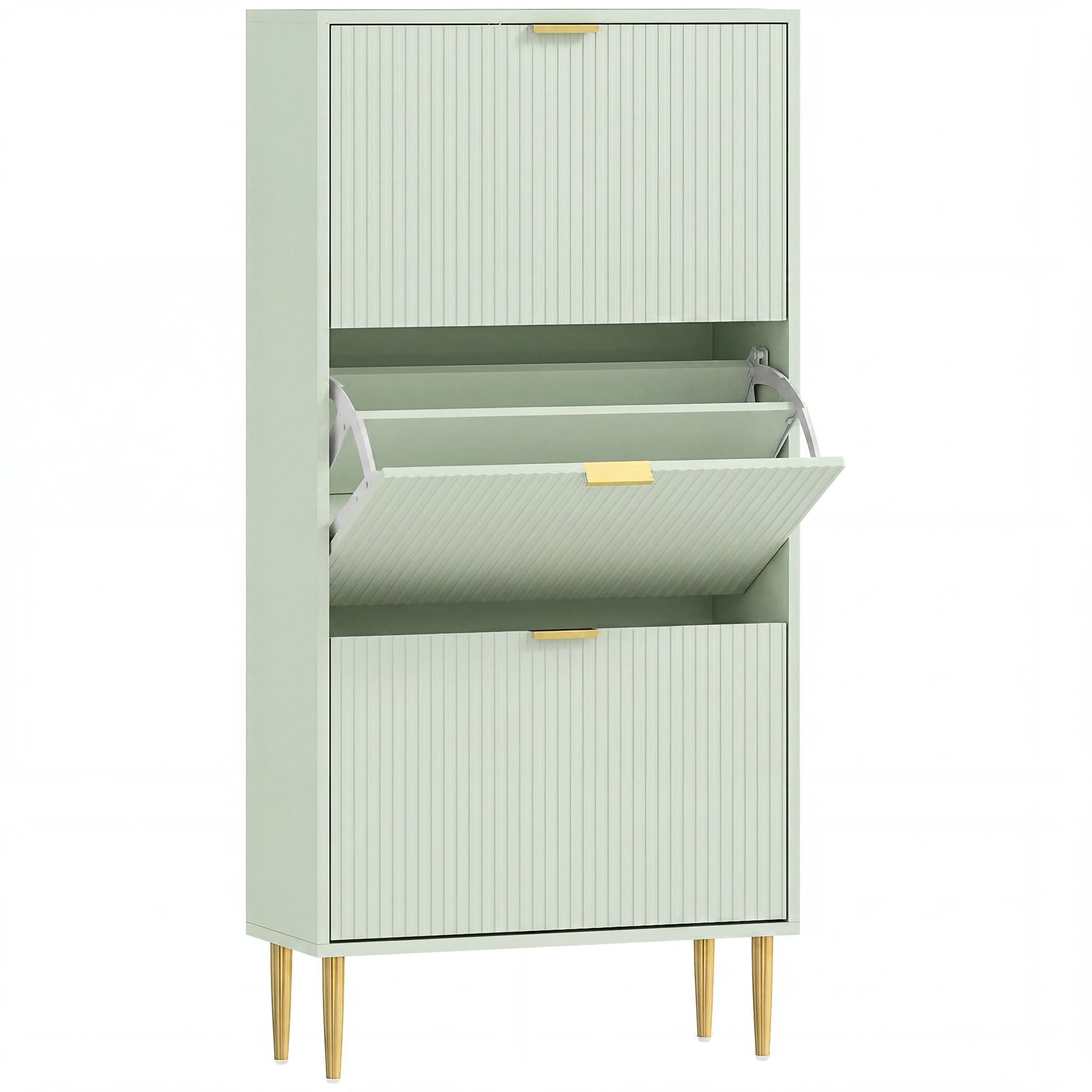 HOMCOM Elegant Three-Drawer Shoe Cabinet – Light Green HOMCOM Elegant Three-Drawer Shoe Cabinet – Light Green