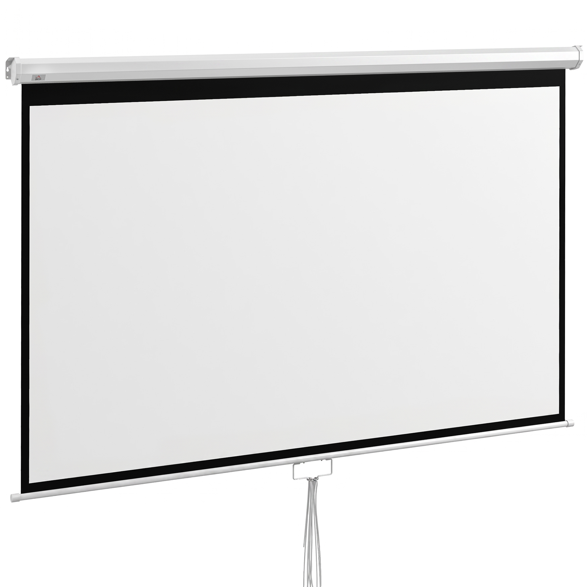 HOMCOM Ecran Proiector, Pânză pentru Proiector cu Fixare pe Perete și Tavan pentru Acasă și Birou, 236.8x8x158 cm, Alb