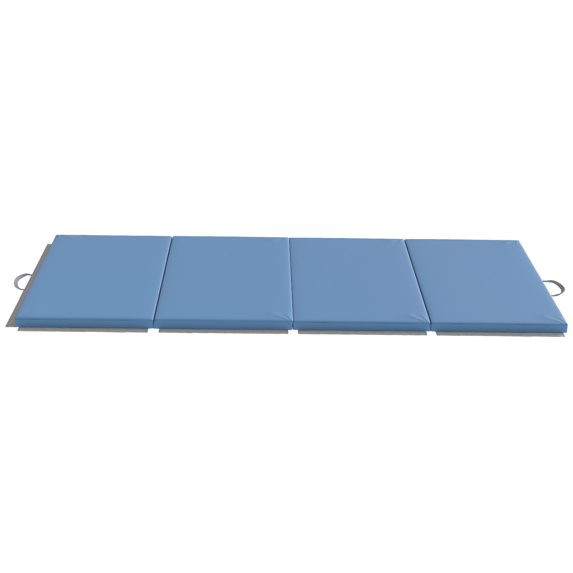 HOMCOM Colchão de Ginástica Dobrável com Espessura de 5 cm e Alças de Transporte para Yoga Aeróbica 240x120x5 cm Azul Claro   Aosom Portugal