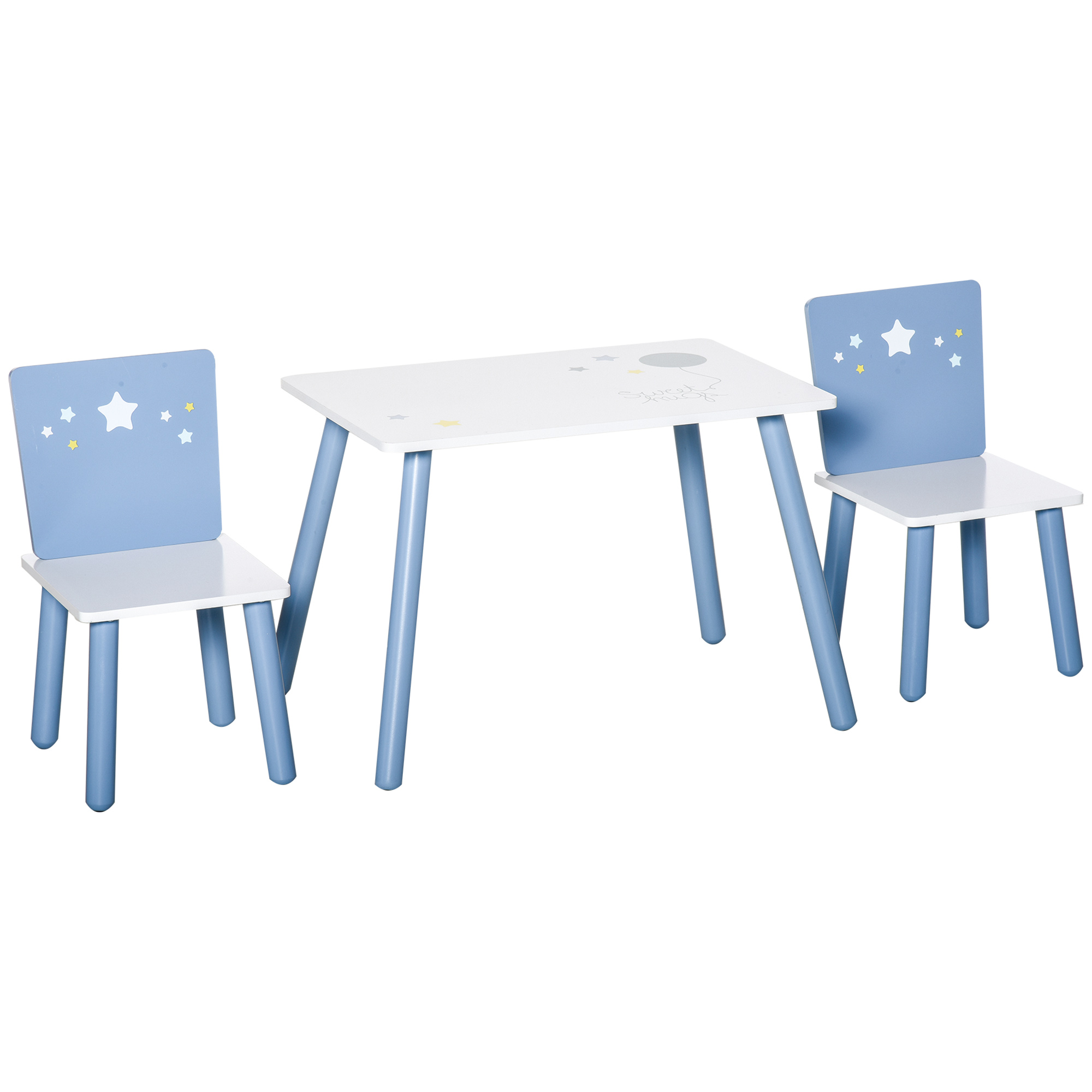 HOMCOM Table enfant avec chaise, ensemble table et 2 chaises en bois pour dessiner, jouer, étudier, bleu HOMCOM Table enfant avec chaise, ensemble table et 2 chaises en bois pour dessiner, jouer, étudier, bleu