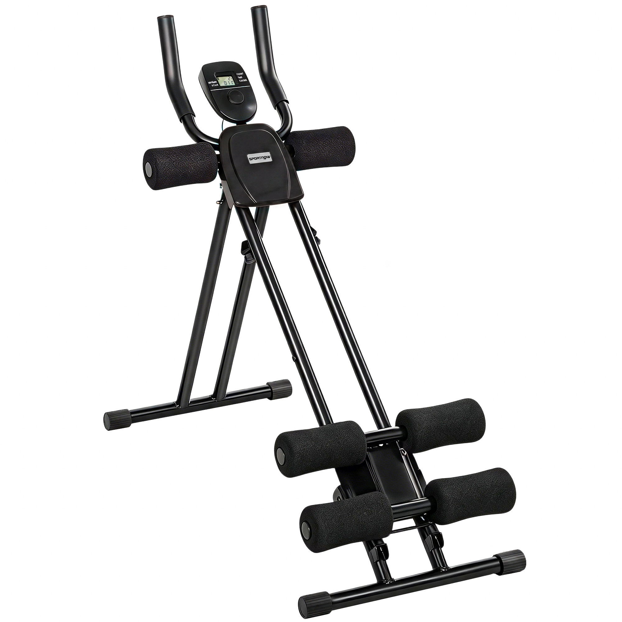 SPORTNOW Klappbarer Bauchtrainer mit LCD-Display - Bauchmuskelgerät mit Doppel-Schiene, PVC-Schaum, Stahlrahmen - Kraftgerät für Home-Gym, Bauch & Oberschenkel   Aosom von SPORTNOW