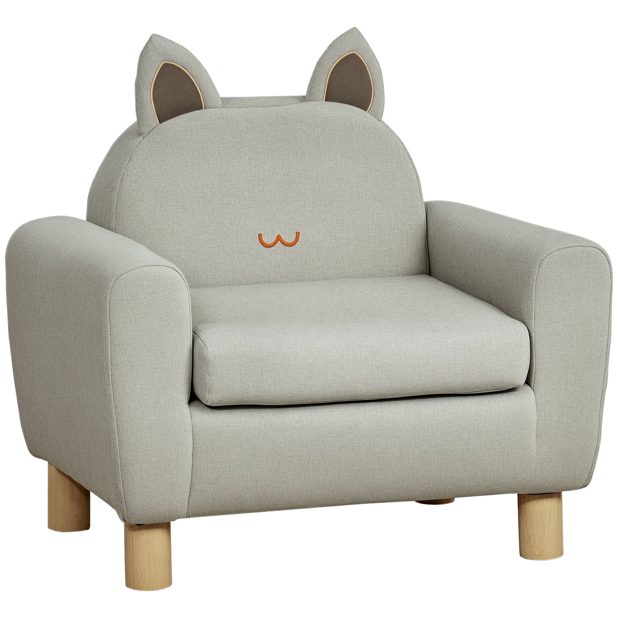 HOMCOM Sillón Infantil Mini Sofá para Niños de +3 Años con Asiento Acolchado y Reposabrazos 60x42x50 cm Gris | Aosom España