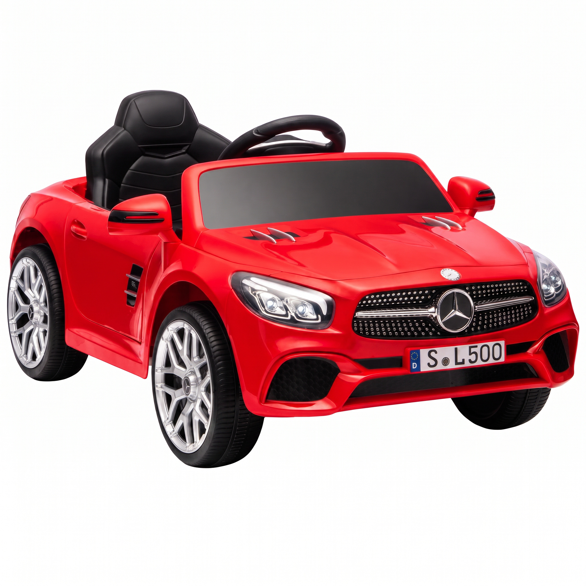 AIYAPLAY Elektro-Kinderauto Mercedes-Benz SL500 Lithium-Batterie 12V mit Fernbedienung 2,4 G 2 Motoren Federung Sanfter Anlauf Licht Musik Hupe Bluetooth 3-5 Jahre 3-5 km/h Rot   Aosom