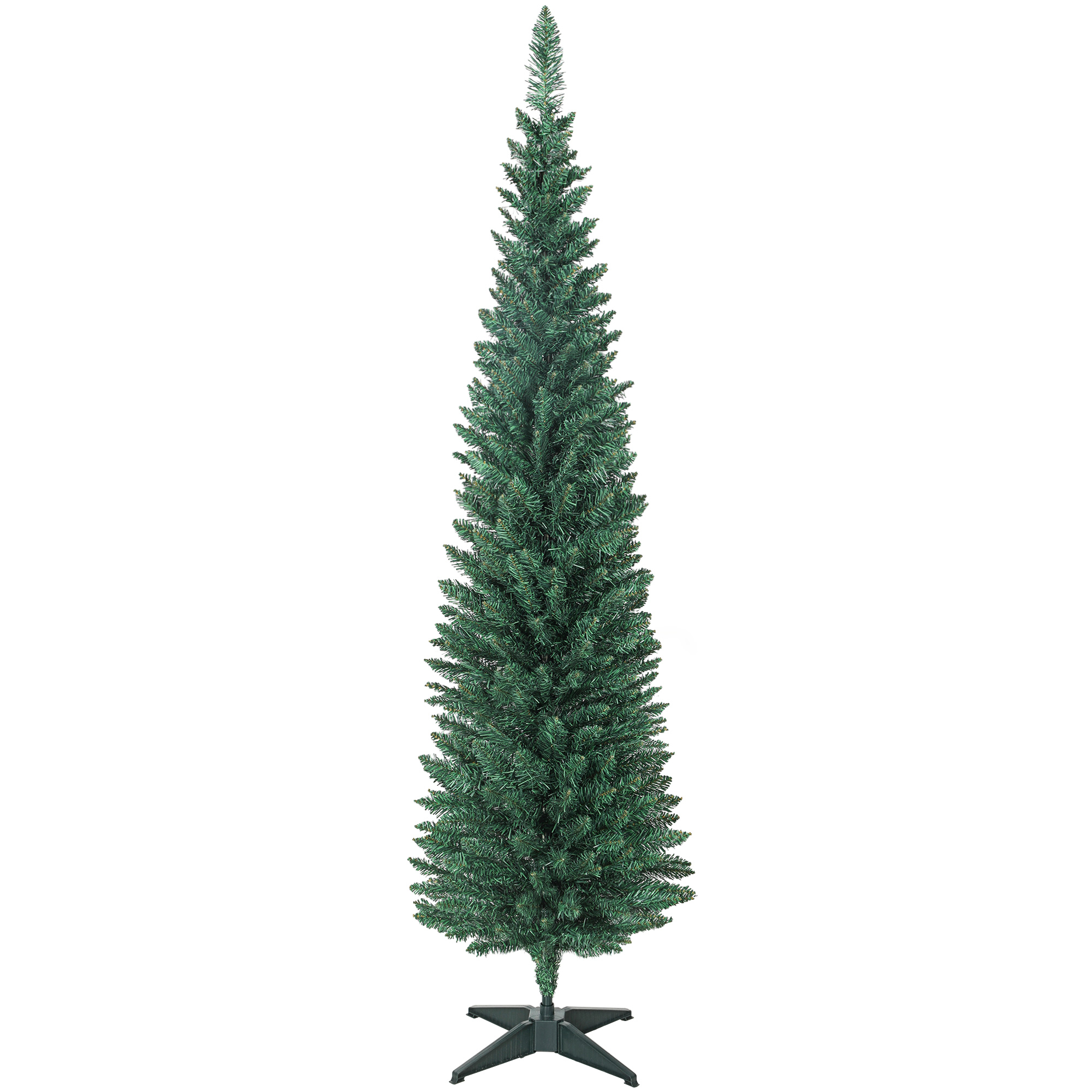 HOMCOM Sapin de Noël artificiel 180 cm, arbre de Noël slim, 321 pointes, facile à monter et ranger, pour maison bureau, vert