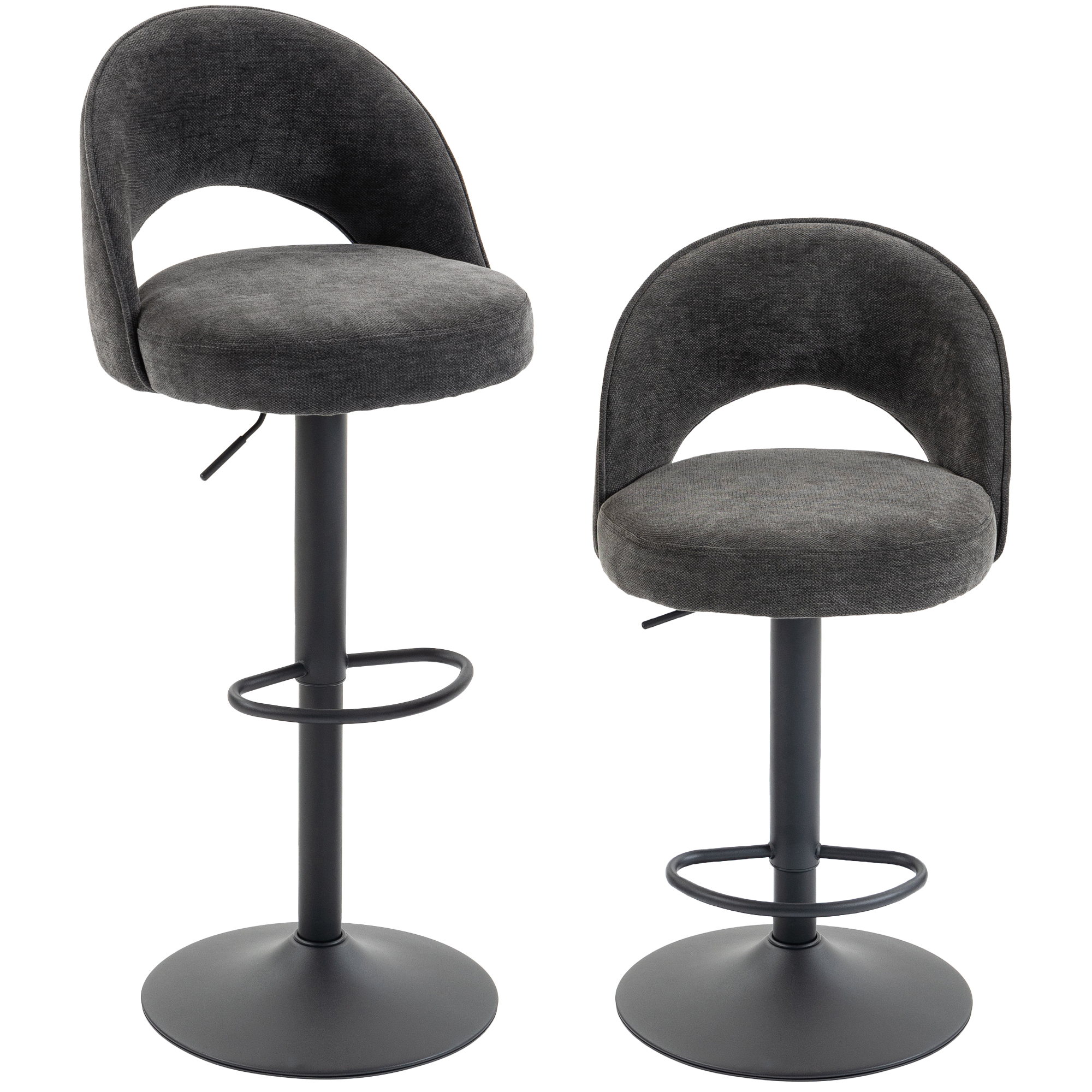 Barhocker 2er-Set, höhenverstellbar und drehbar, für Theke, Dunkelgrau