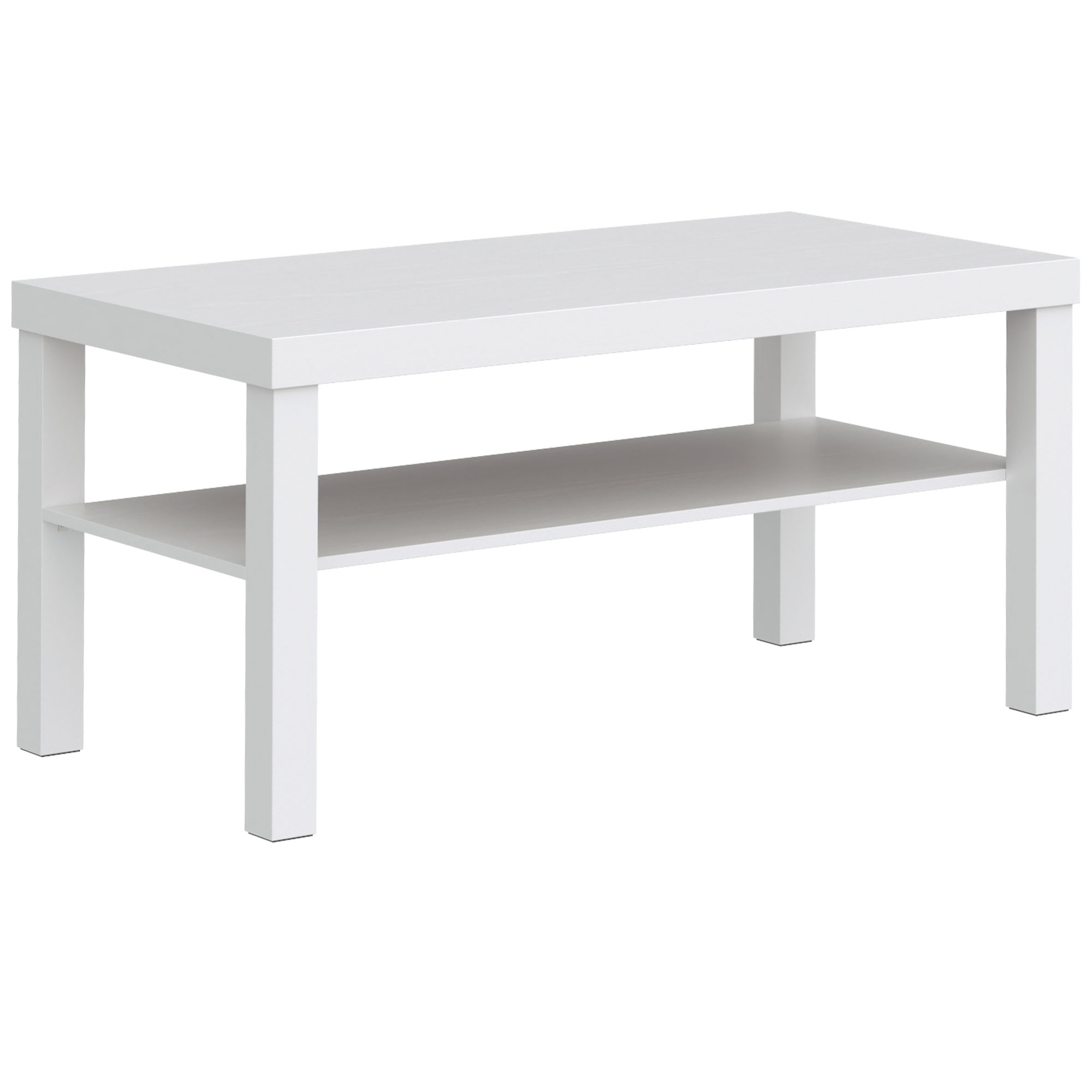 HOMCOM Masă de cafea pentru living, măsuță dreptunghiulară în 2 nivele cu raft de depozitare, 90x45x44,5cm, alb | Aosom Romania