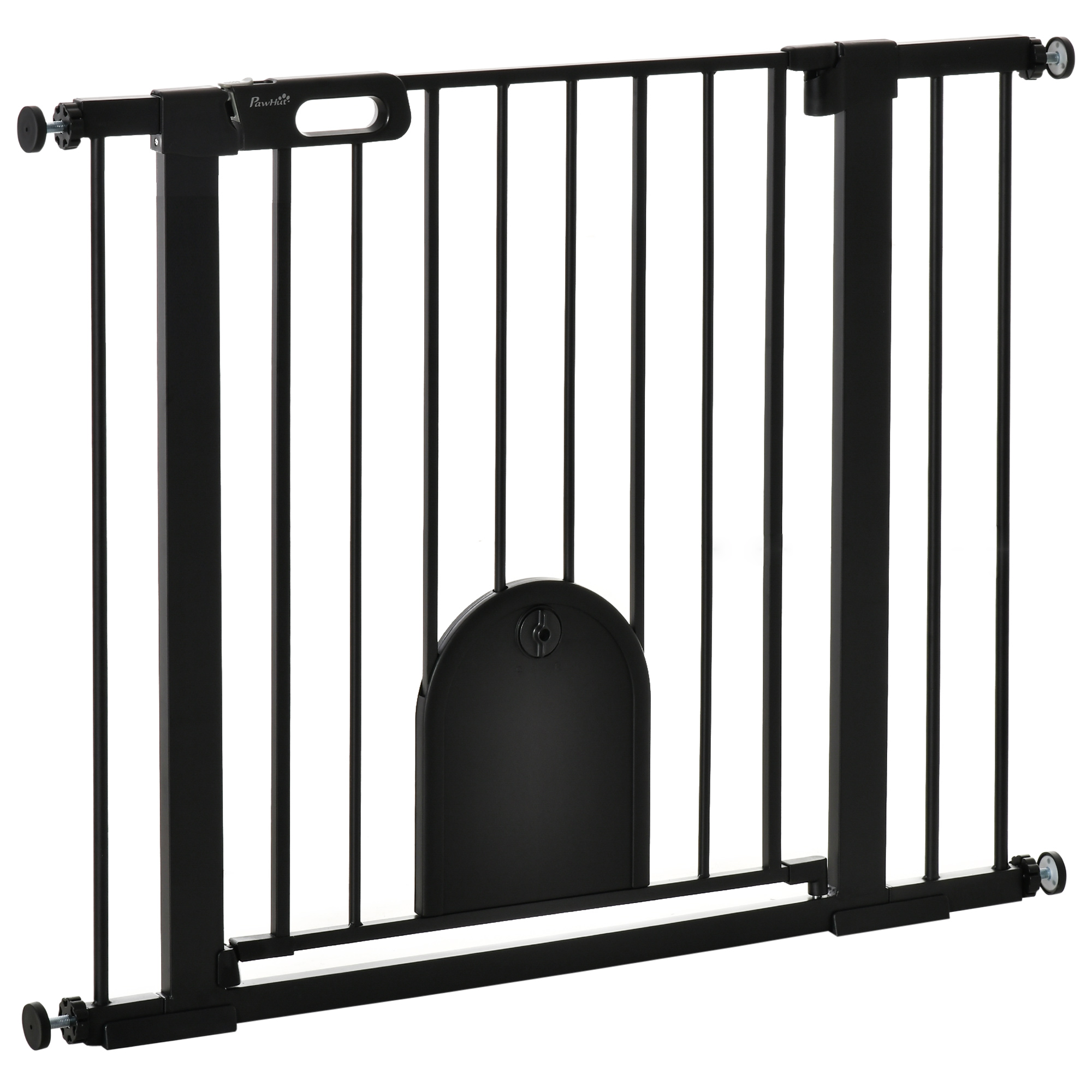 PawHut Türschutzgitter Treppenschutzgitter Hunde Absperrgitter Schutzgitter für Haustier Hundegitter Klemmbefestigung Stahl Schwarz 75-103 x 76 cm   Aosom