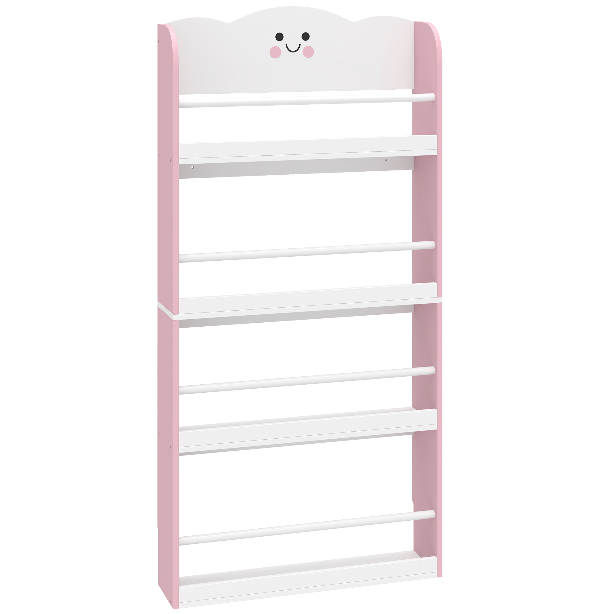 ücherregal Kinder, Kinderregal mit 4 Etagen im Zuckerwatte-Design 60 x 15 x 120 cm Rosa