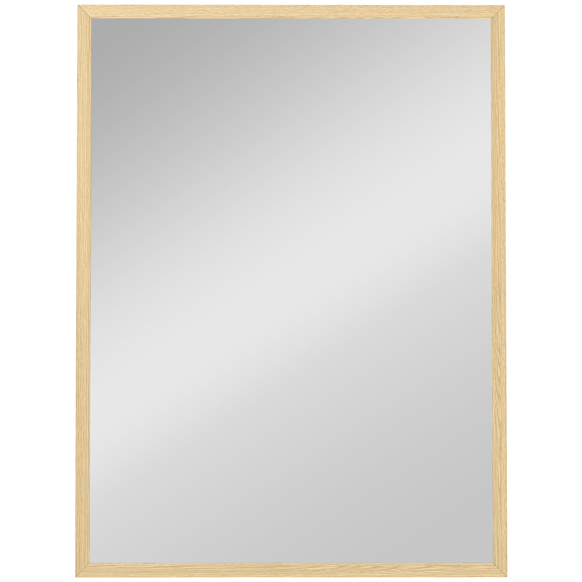 HOMCOM Oglindă de perete dreptunghiulară 80 x 60 cm, ramă din lemn natural, ideală pentru baie, living sau dormitor | Aosom Romania