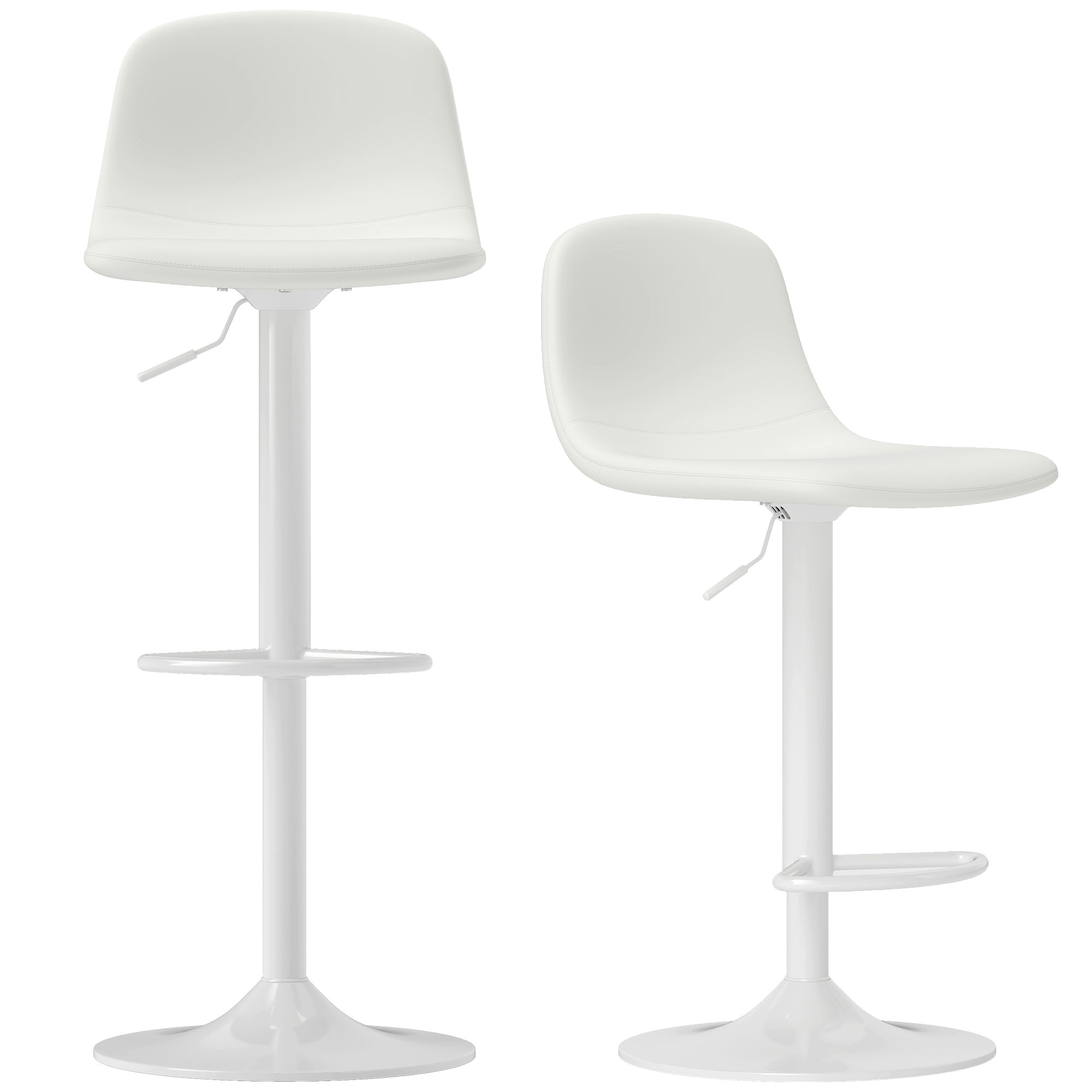 HOMCOM Set 2 Taburete Înalte Ajustabile 360° cu Spătar și Suport de Picior pentru Bucătărie Bar sau Sufragerie 40,5x44x84-104 cm Alb | Aosom Romania
