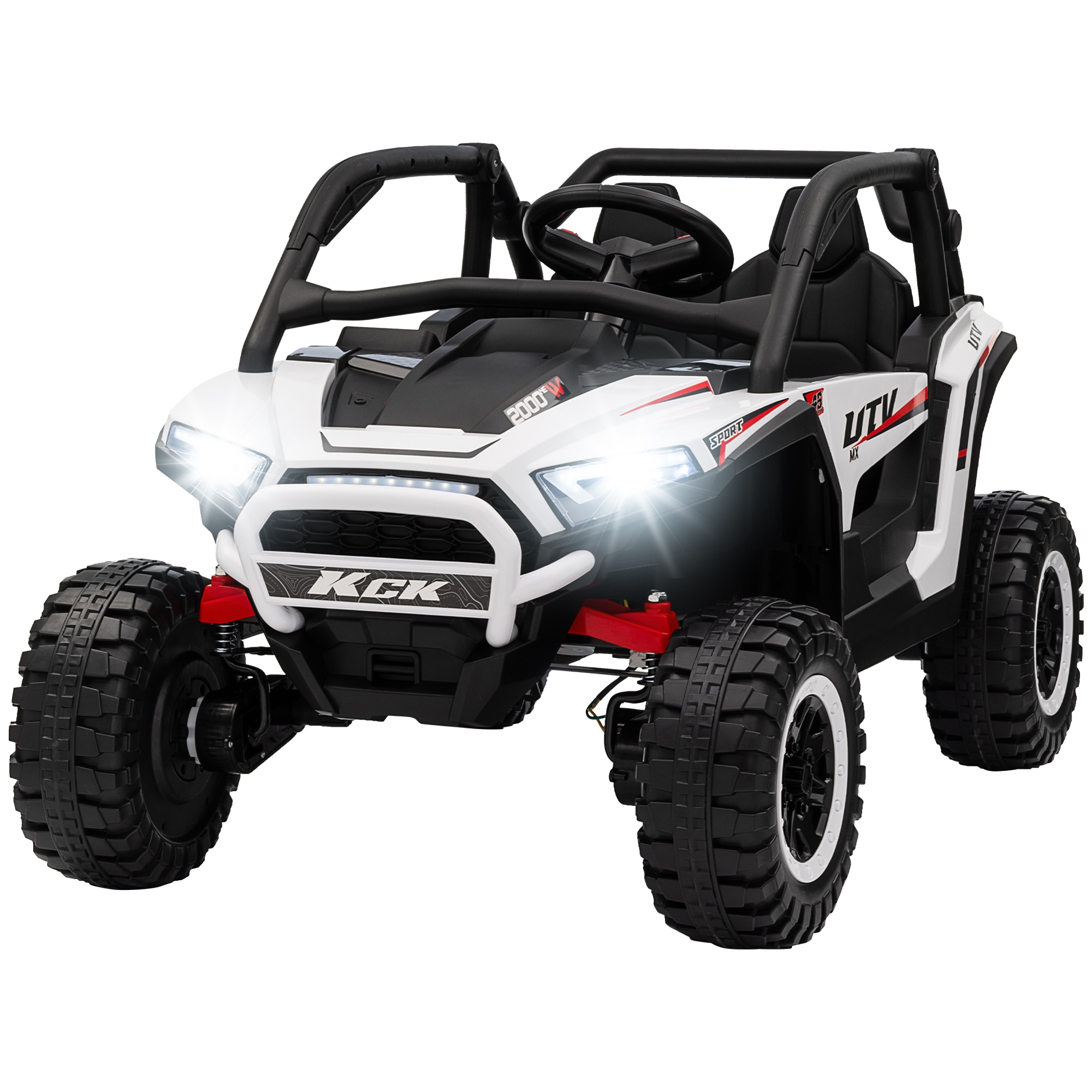 AIYAPLAY 2 Seater 24V 7AH Ride on Truck, Battery Powered Electric Ride On Car w/ Remote, Suspension, 3 Speeds - White Aosom UK