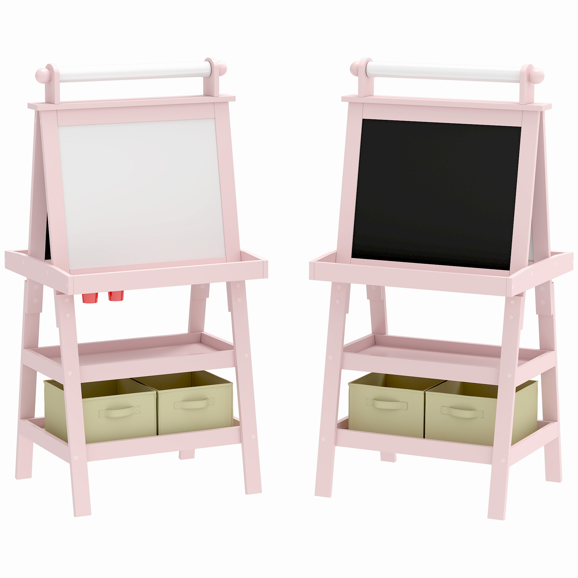 AIYAPLAY Tablă de Desen Dublă Pentru Copii 3-6 Ani, 59x48x118 cm, Roz | Aosom Romania