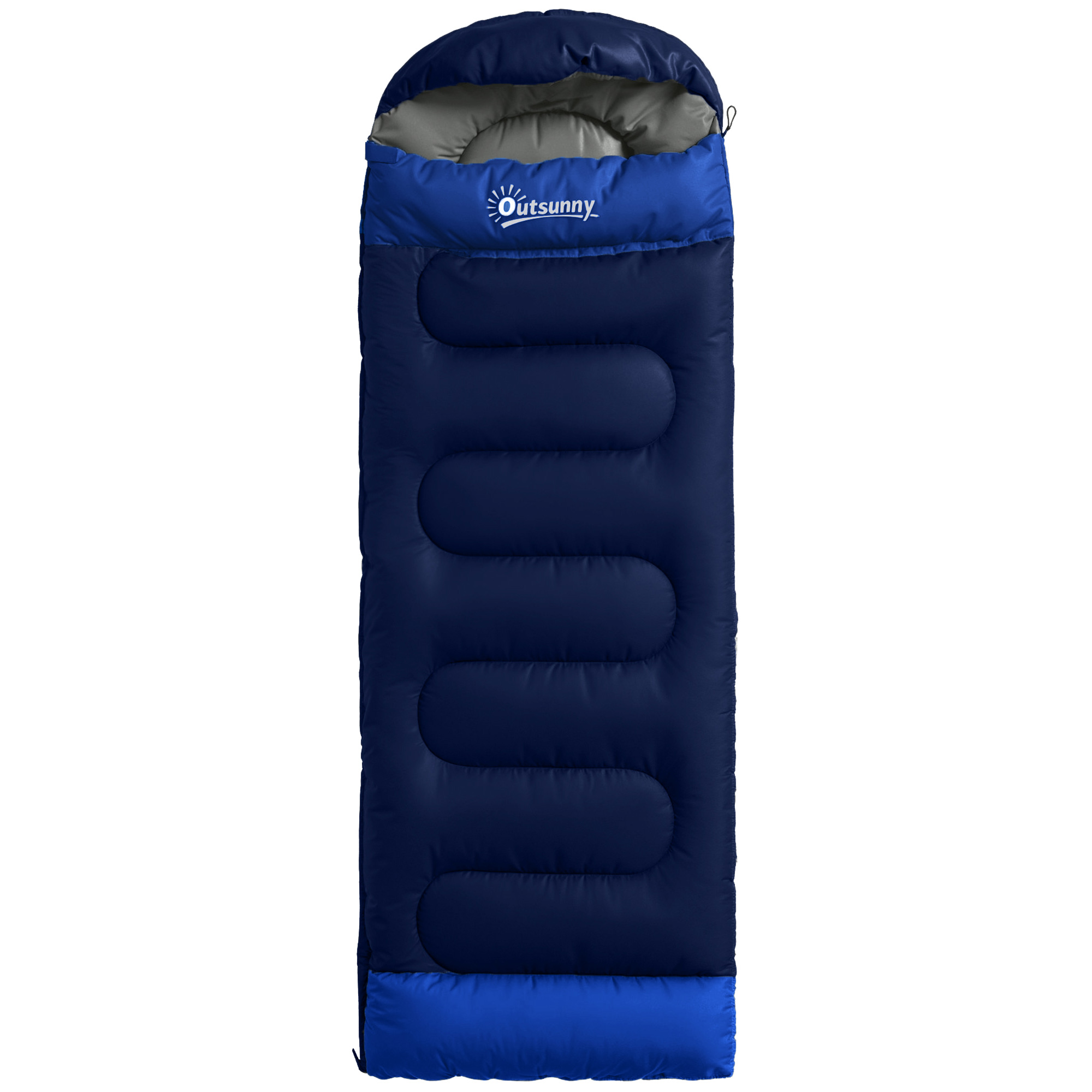 Outsunny Schlafsack Deckenschlafsack 3 Jahreszeiten Mumienschlafsack für Erwachsene Campingschlafsack für Outdoor, Camping, Trekking, Reisen Marineblau Aosom