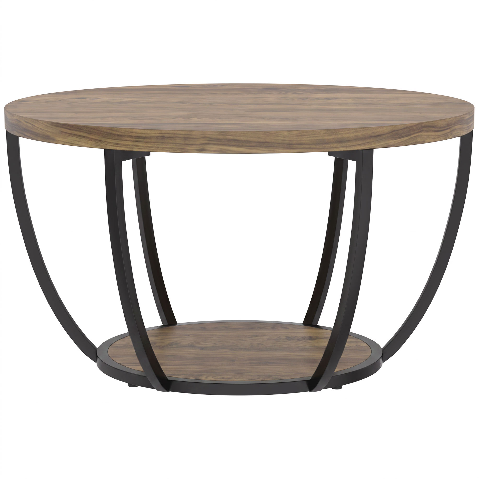 Couchtisch mit 2 Ebenen, Wohnzimmertisch 80 x 80 x 43,8 cm, Braun/Schwarz