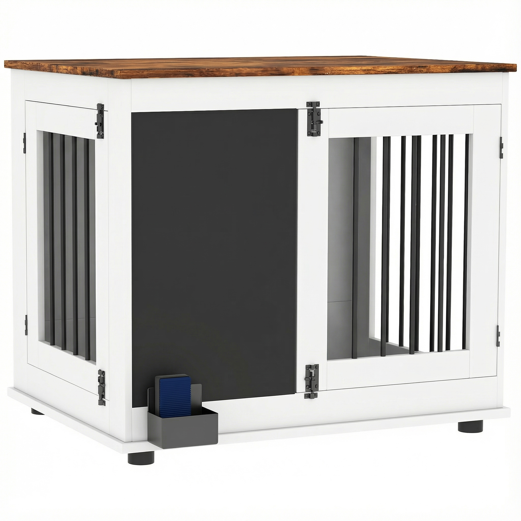 PawHut Cage pour chien cage chien intérieur avec 2 portes tableau noir pour chiens taille moyenne 20 kg 80 x 60 x 70 cm blanc