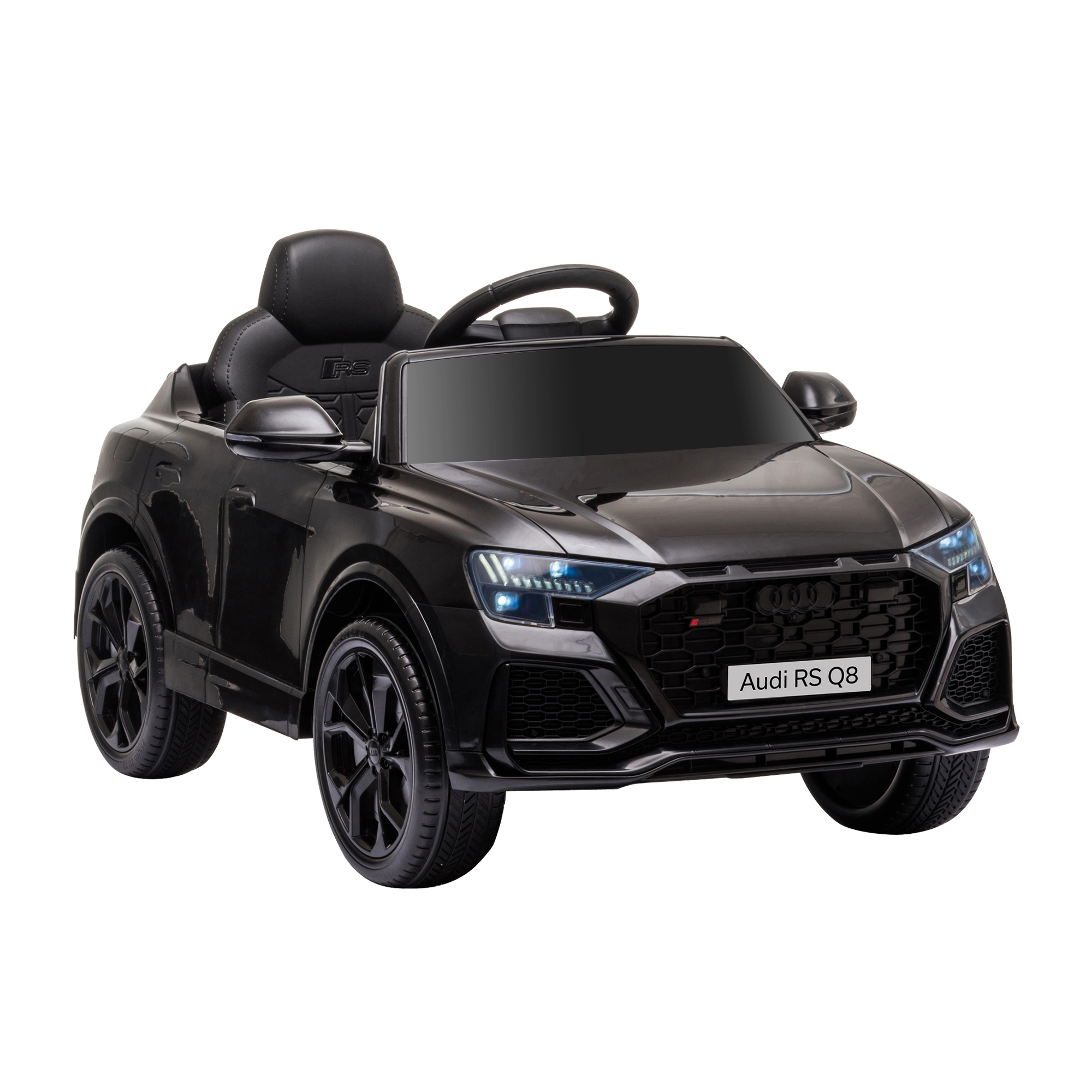 HOMCOM Mașină electrică pentru copii sub licență Audi RS Q8, vehicul electric cu telecomandă, MP3, USB, Bluetooth, negru | Aosom Romania