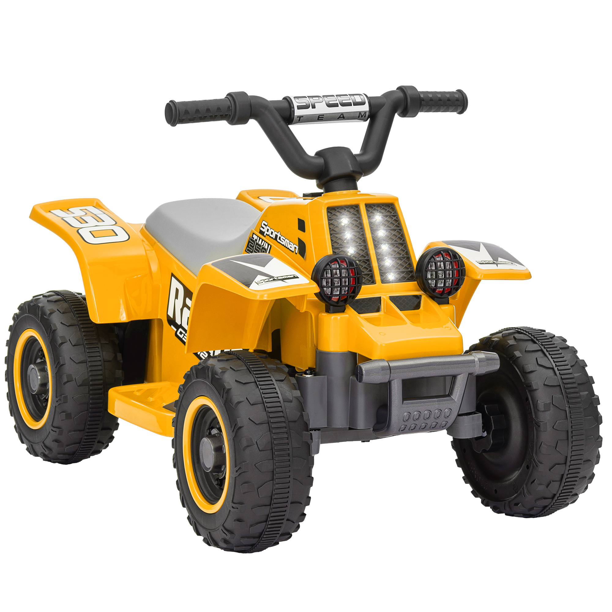 AIYAPLAY 6V Electric Quad Bike for Kids, Ride On ATV w/ Forward Backward, Headlights, for 18-36 Months - Yellow Aosom UK