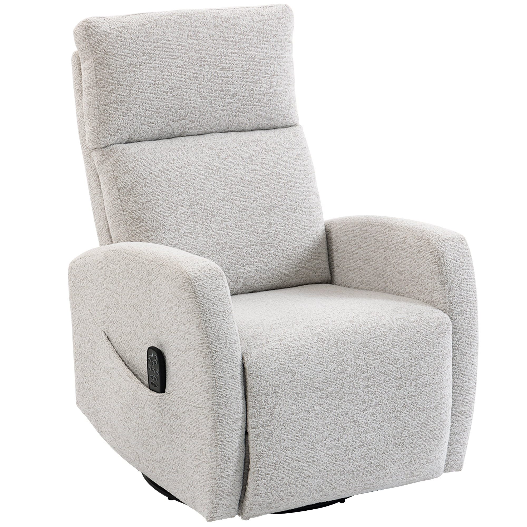 HOMCOM Fauteuil inclinable de massage et chauffage, fauteuil de relaxation en chenille, dossier réglable, pivotant 360°, crème