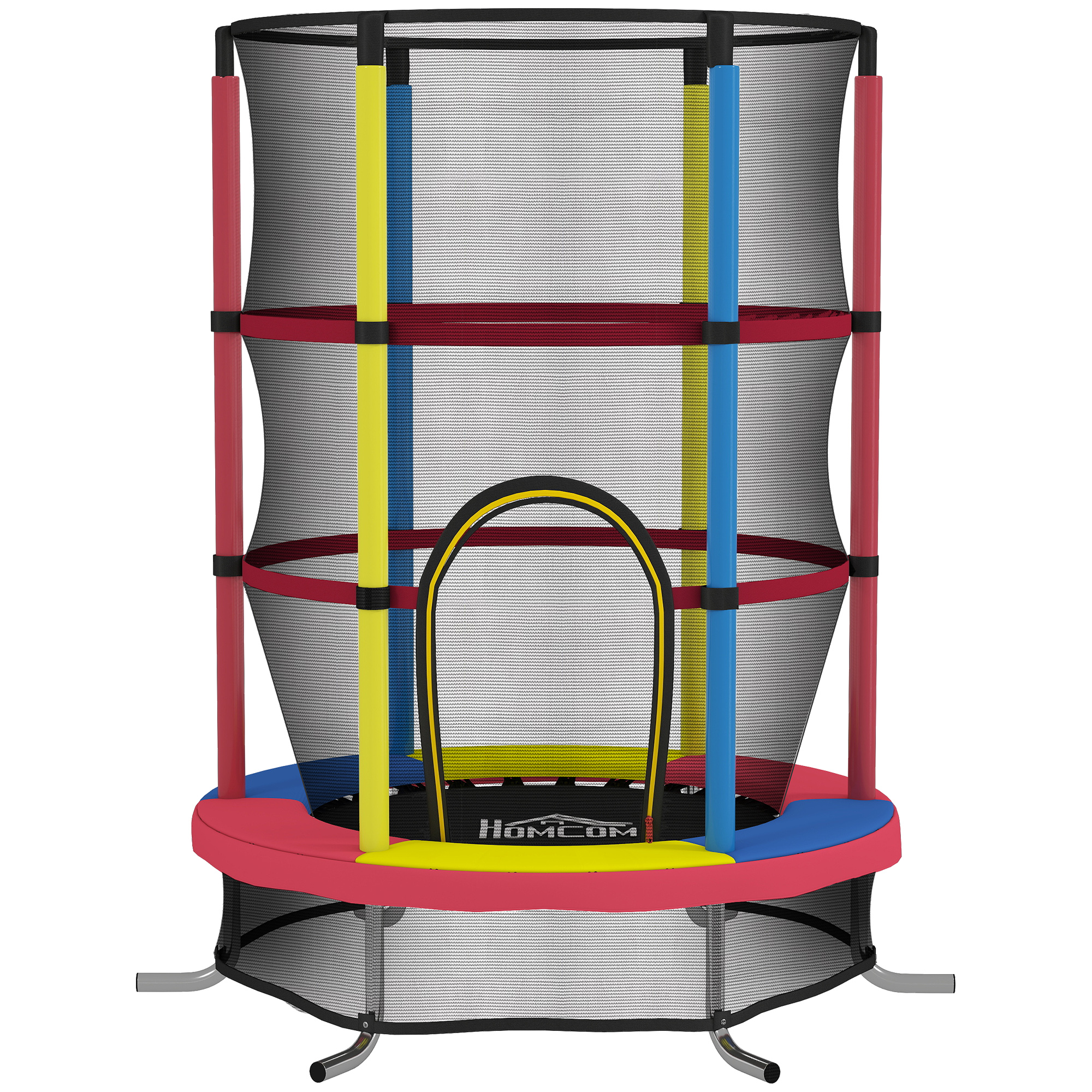 HOMCOM Trambulină pentru Copii 3-6 Ani cu Plasă de Siguranță, Fără Arcuri, Picioare în L, pentru Interior și Exterior, Ø160x190 cm, Multicolor | Aosom Romania