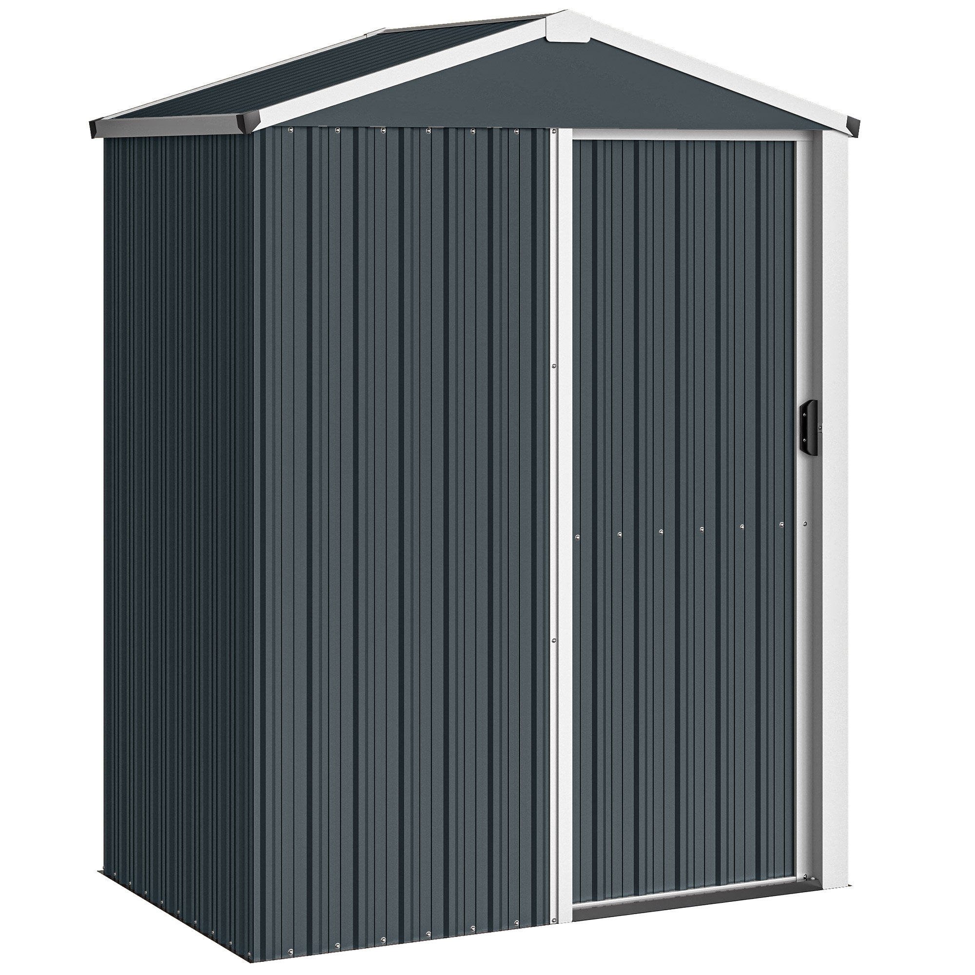 Outsunny Abri de jardin en métal 1,2 m², cabane jardin extérieure, porte coulissante verrouillable et gants, 136x87x179cm, gris