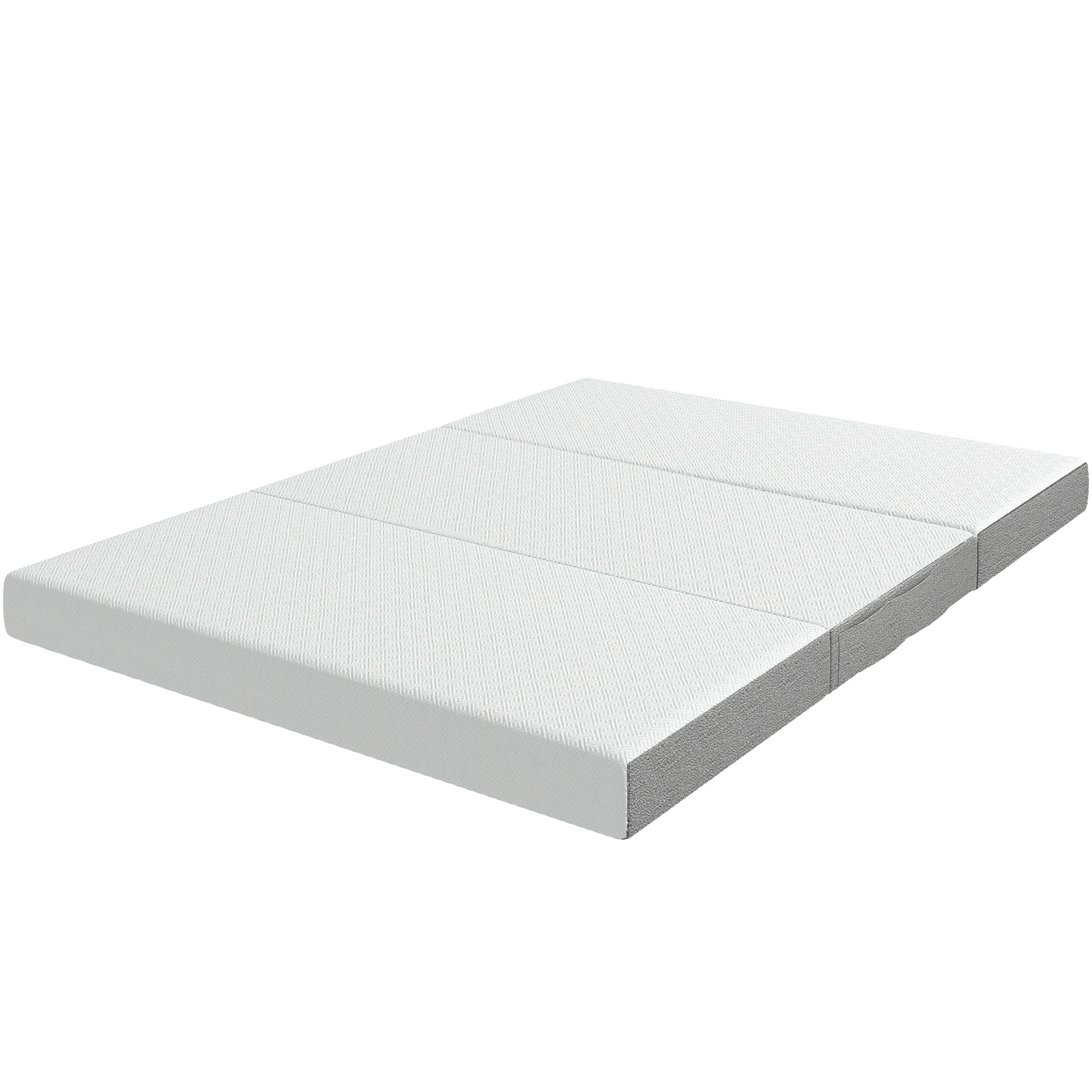 HOMCOM Matelas Pliant en 3 Parties, 140x190x15cm, Matelas d'Appoint en Mousse à Mémoire de Forme au Gel, Blanc
