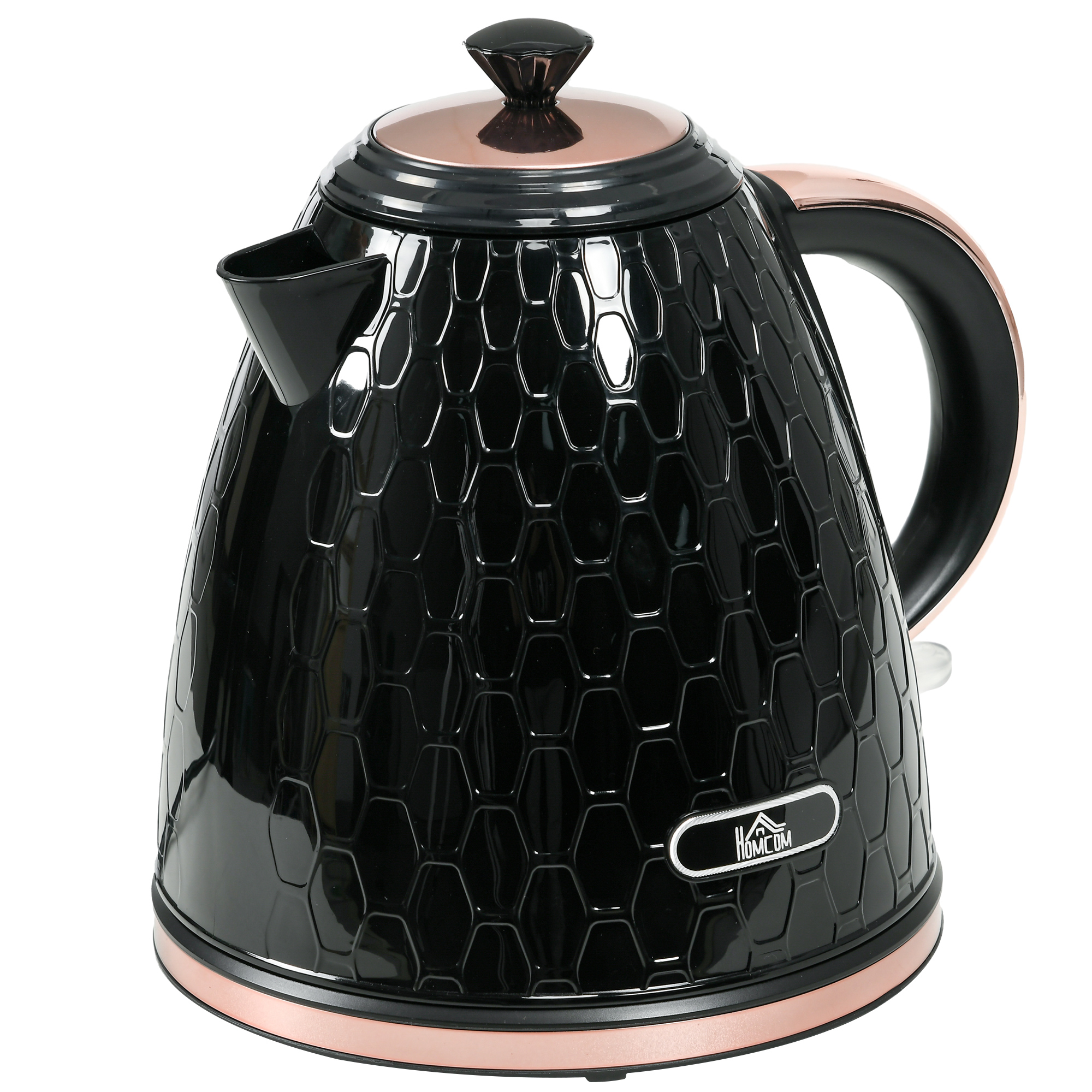 HOMCOM Wasserkocher Edelstahl 1,7L BPA-Frei elektrischer Wasserkocher 2200 W mit 360°-Sockel, Kalkfilter, Wasserstandsanzeige, Automatischer Abschaltung und Trockengehschutz, Schwarz Aosom