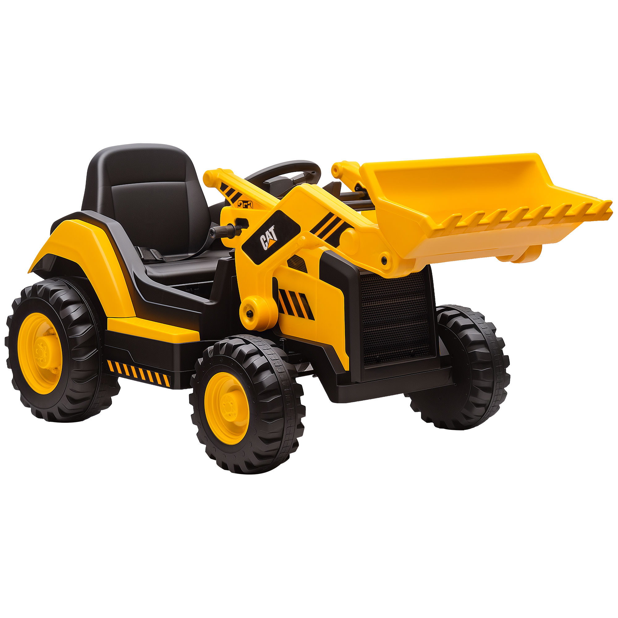 AIYAPLAY Ruspa Electrică pentru Copii 3-6 Ani Marca Oficială Caterpillar 12V cu Telecomandă, Galben | Aosom Romania