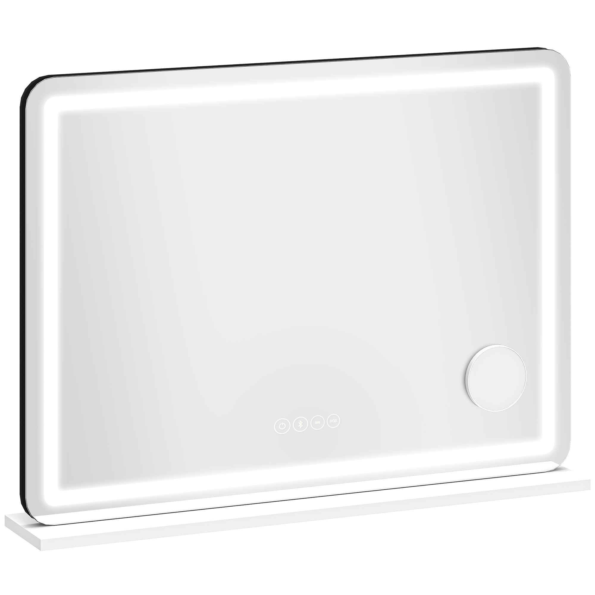 HOMCOM Miroir maquillage lumineux 80x60cm, miroir coiffeuse LED dimmable, lumière RGB, 3 températures de couleur, blanc HOMCOM Miroir maquillage lumineux 80x60cm, miroir coiffeuse LED dimmable, lumière RGB, 3 températures de couleur, blanc