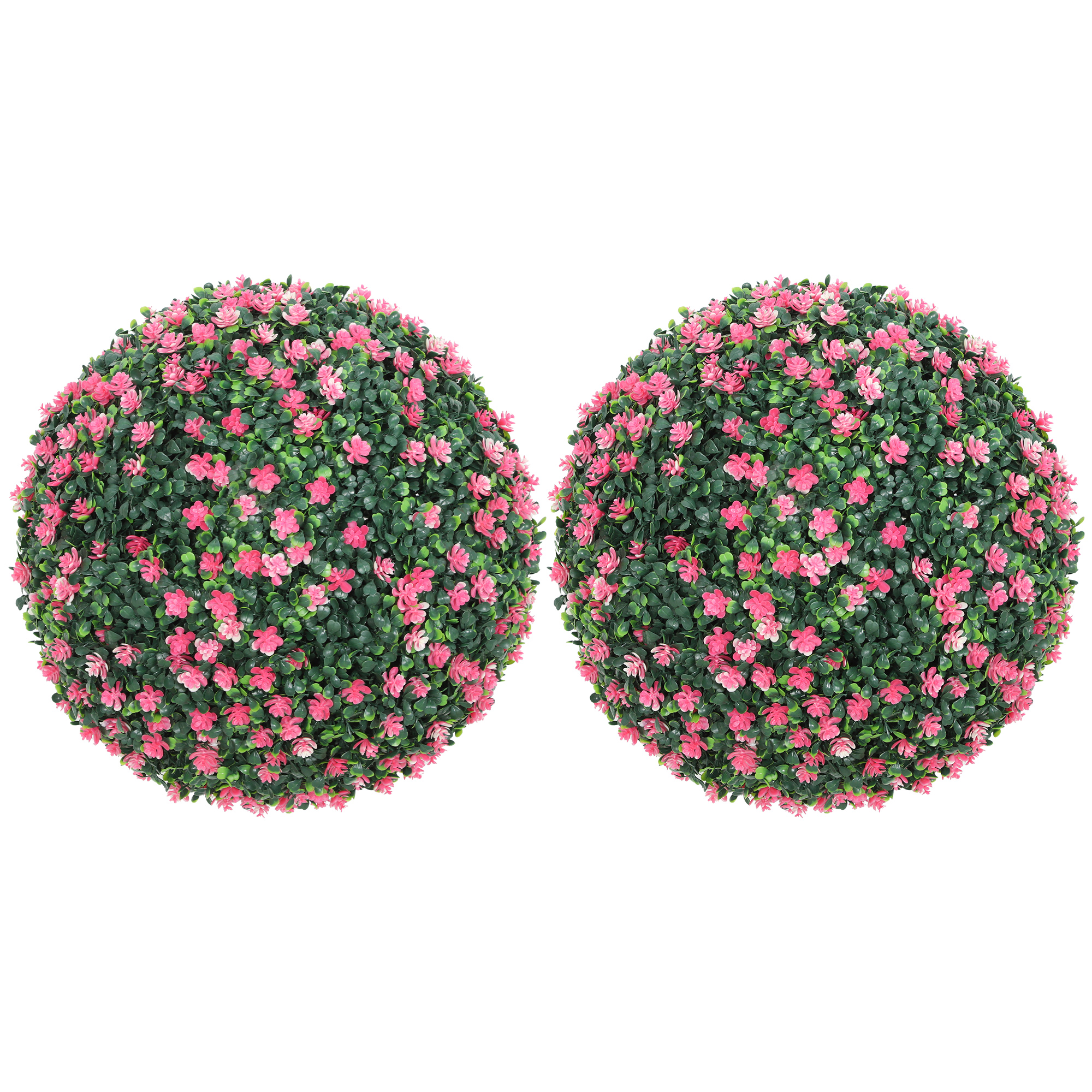 HOMCOM Set of Two Artificial Boxwood Balls Plants – Pink