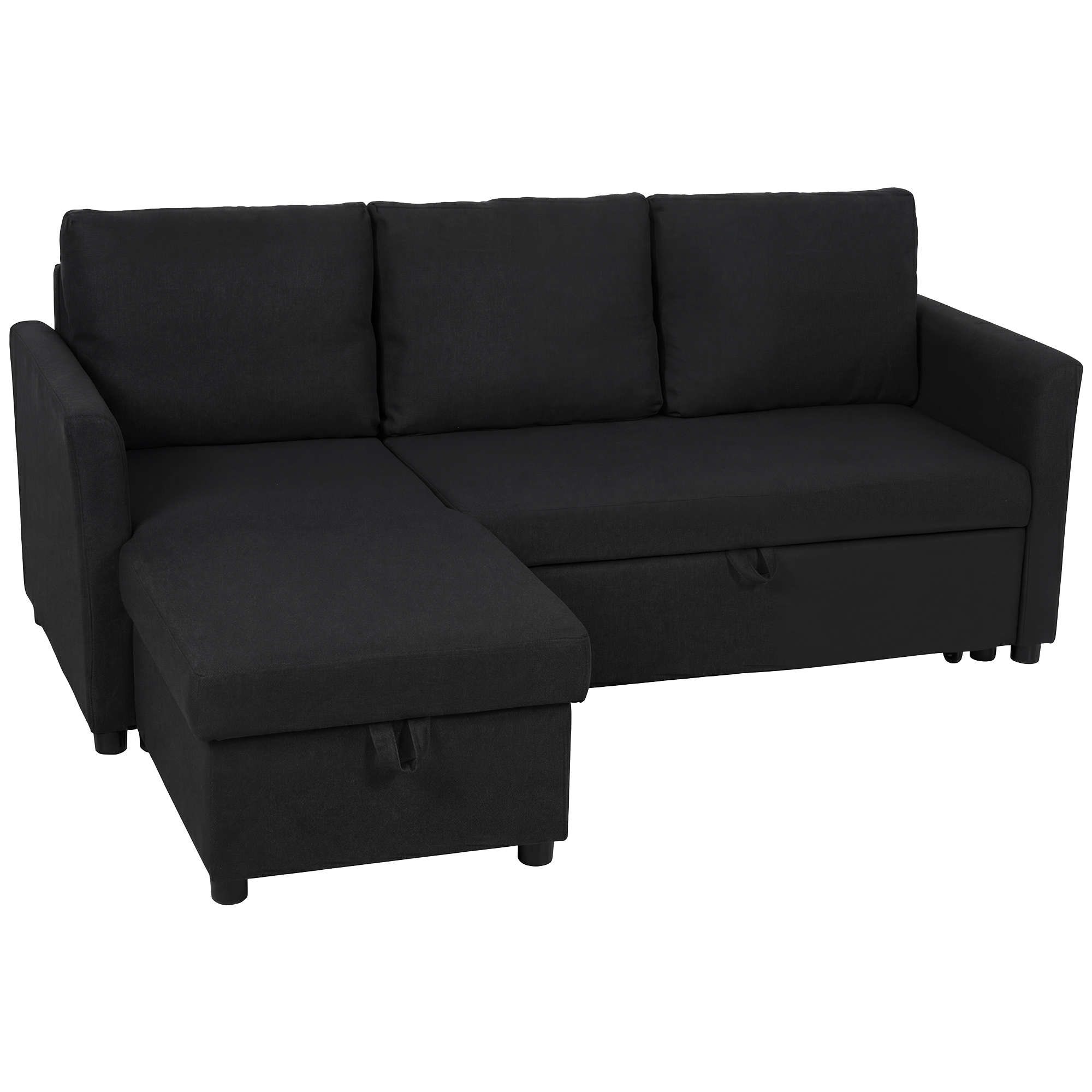 HOMCOM Canapé d'Angle Convertible, Canapé-Lit 3 Places 192 cm avec Méridienne Réversible, Rangement Caché, Gris Anthracite HOMCOM Canapé d'Angle Convertible, Canapé-Lit 3 Places 192 cm avec Méridienne Réversible, Rangement Caché, Gris Anthracite