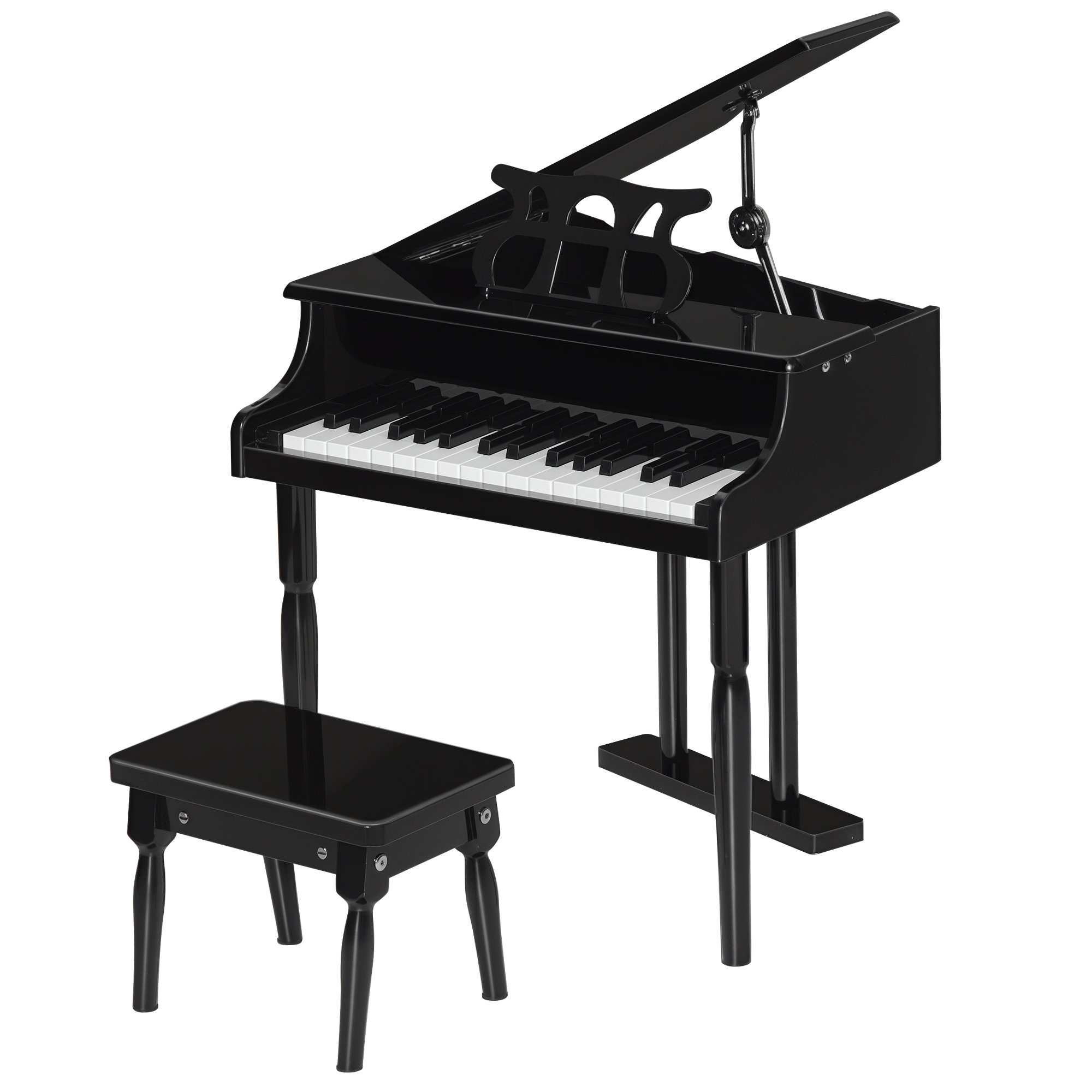 HOMCOM Piano à queue enfant en bois 30 touches - tabouret et pupitre inlus - MDF noir
