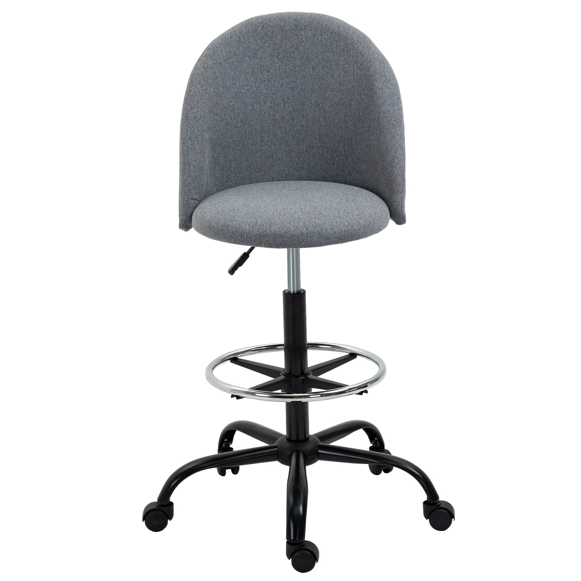 Vinsetto Chaise de bureau assise haute réglable 103-123H cm tabouret de bureau pivotant 360° lin gris Vinsetto Chaise de bureau assise haute réglable 103-123H cm tabouret de bureau pivotant 360° lin gris