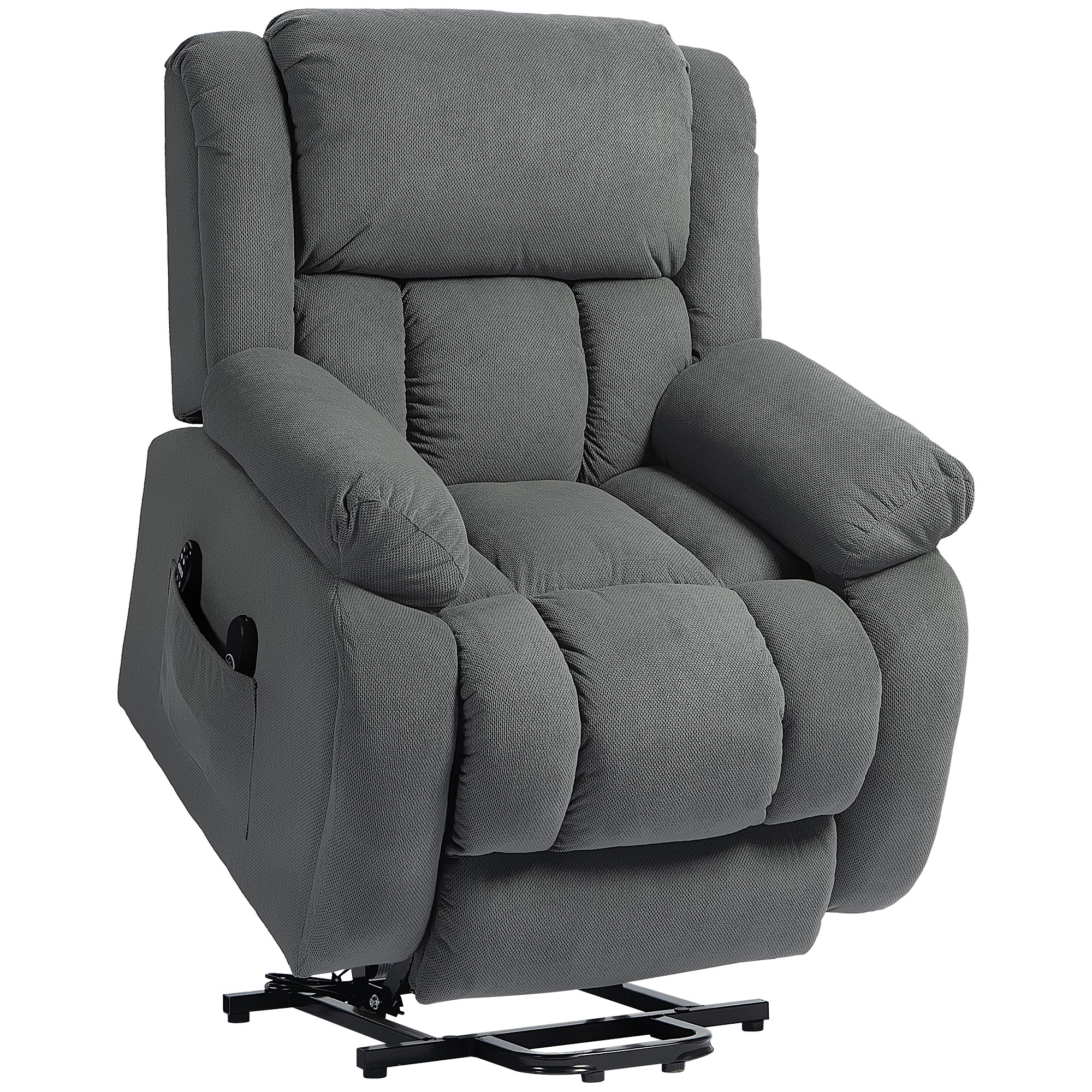 HOMCOM Fauteuil releveur électrique massage et chauffage avec repose-pied, dossier inclinable, télécommande et poche latérale