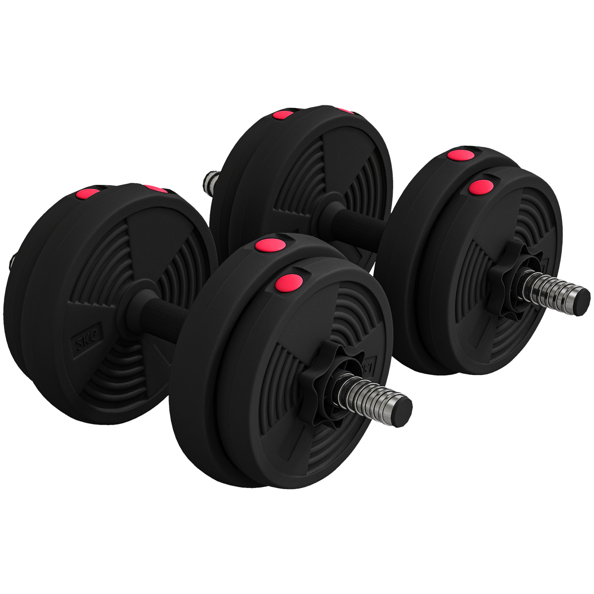 SPORTNOW Haltere 2 în 1 ajustabile, gantere cu mânere antiderapante, 15KG - Bare incluse | Aosom Romania